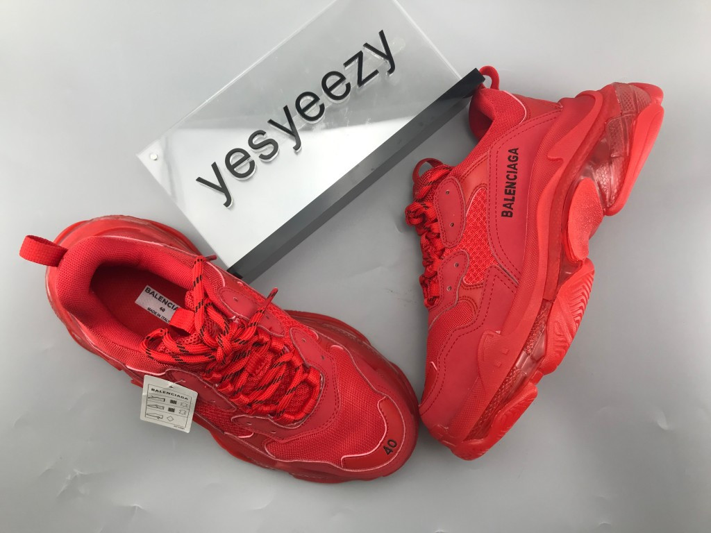 UA TRIPLE S CLEAR SOLE TRAINERS RED