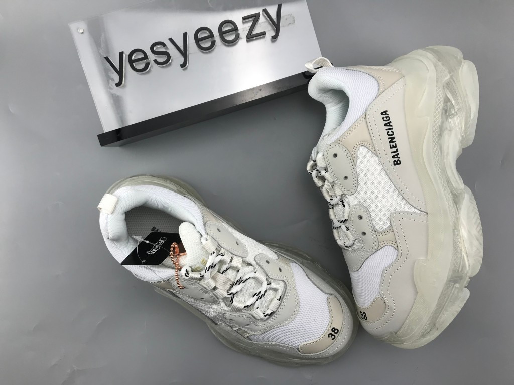 UA TRIPLE S CLEAR SOLE TRAINERS WHITE