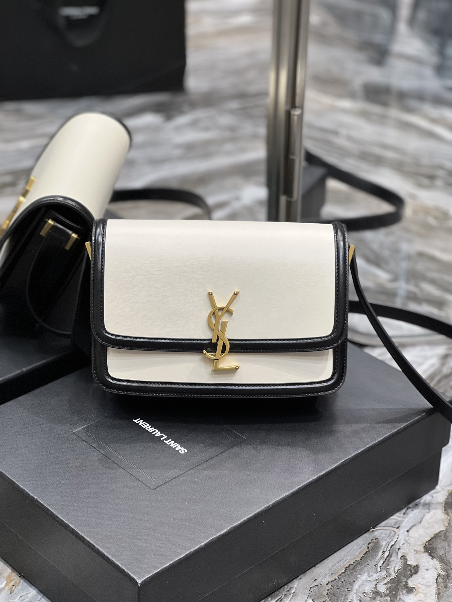 Y51 SOLFERINO SMALL SATCHEL IN BOX Sa1nt Lau*nt 19 X 13 X 5 CM