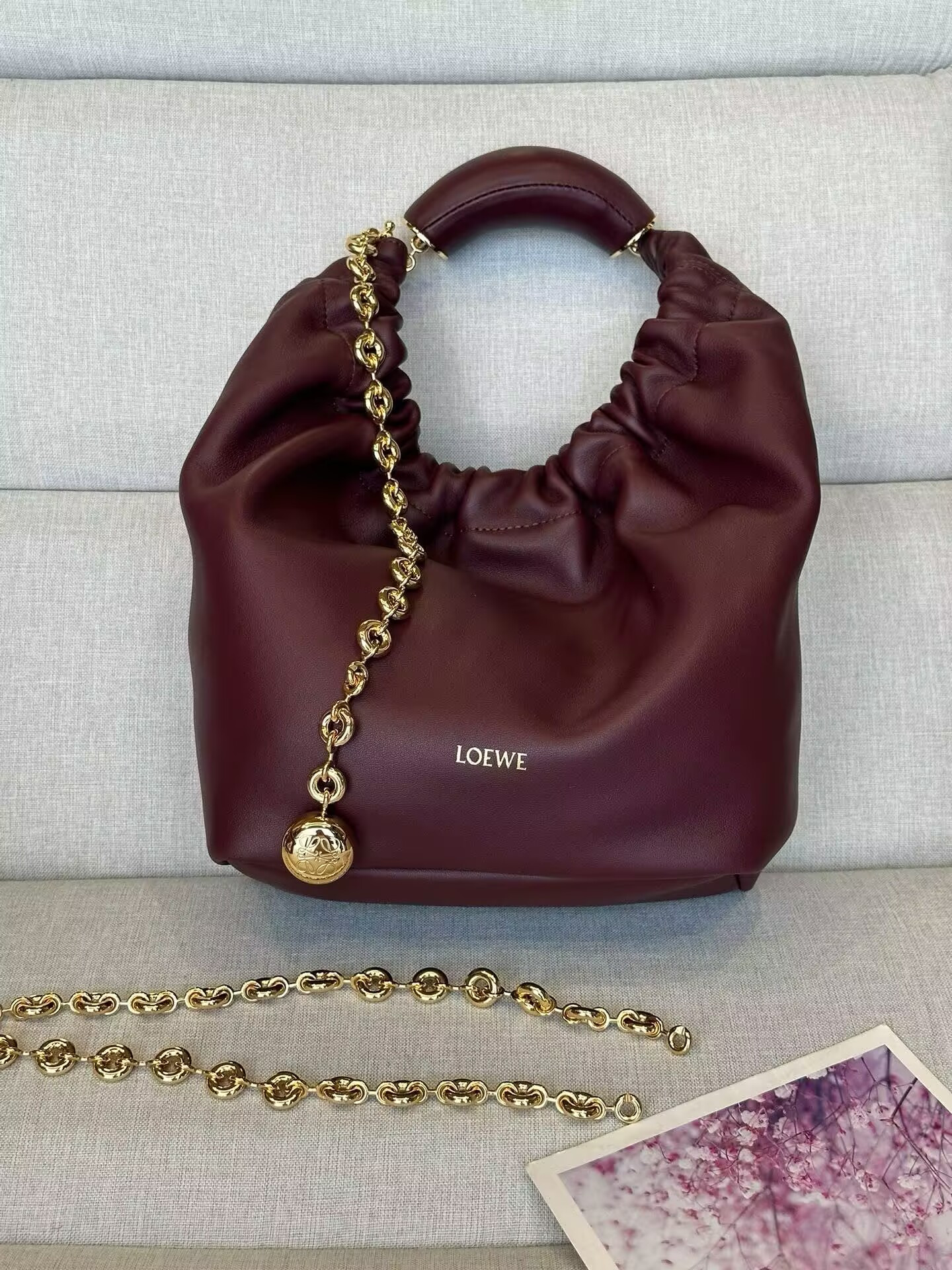 L0ew* small squeeze bag in mellow nappa lambskin 29x10.5x24cm