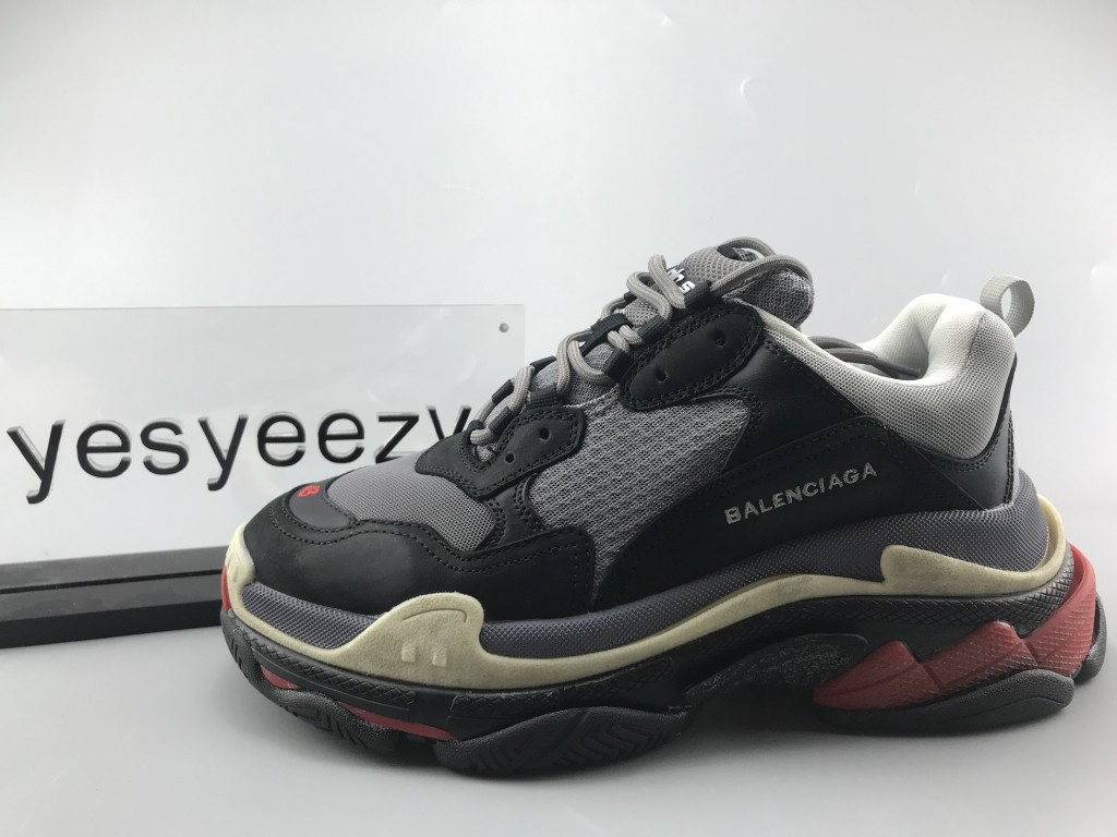 UA TRIPLE S TRAINERS DARK GREY RED WHITE