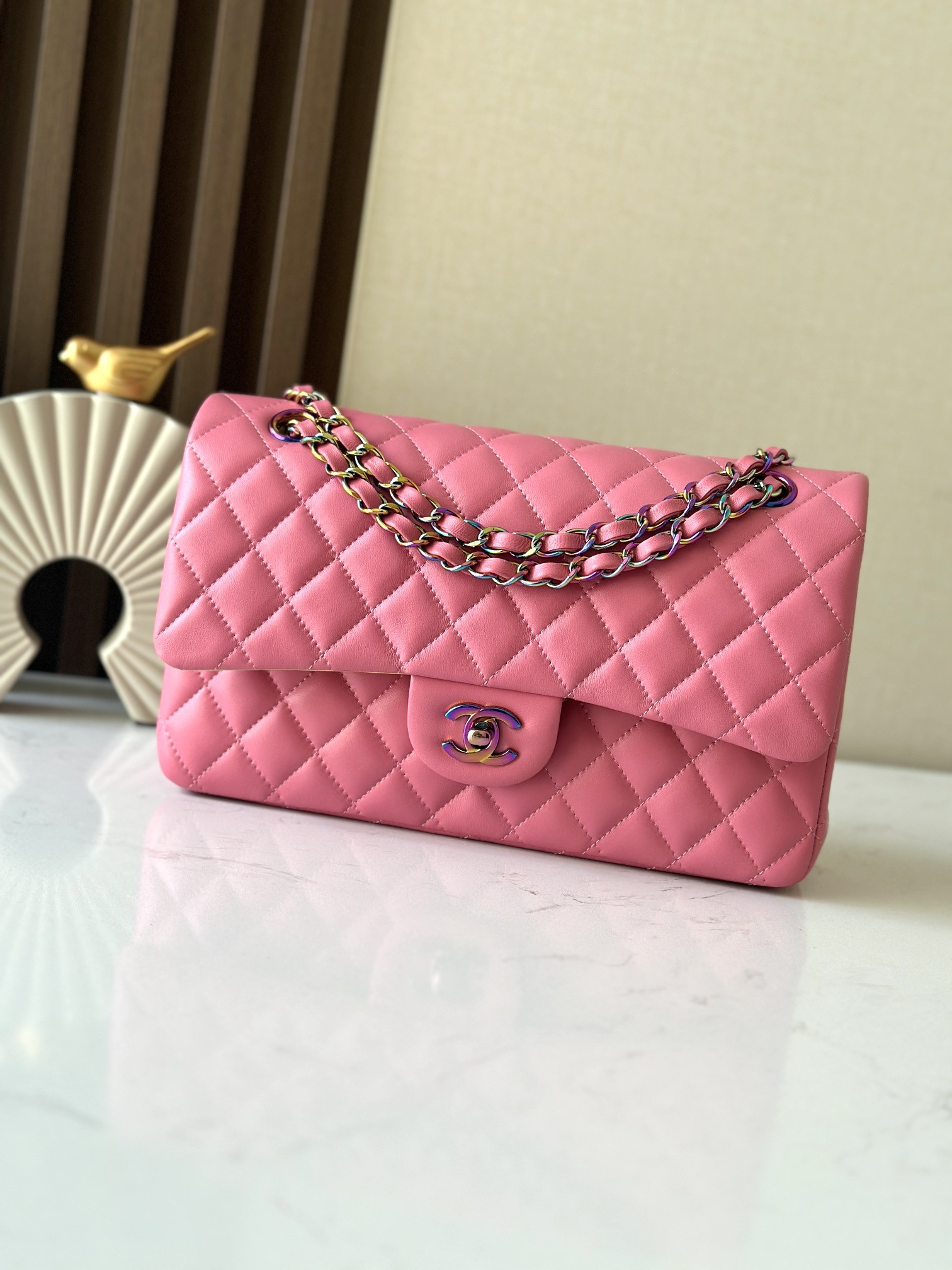 Ch**el classic flap handbag cf 25.5x15x6cm