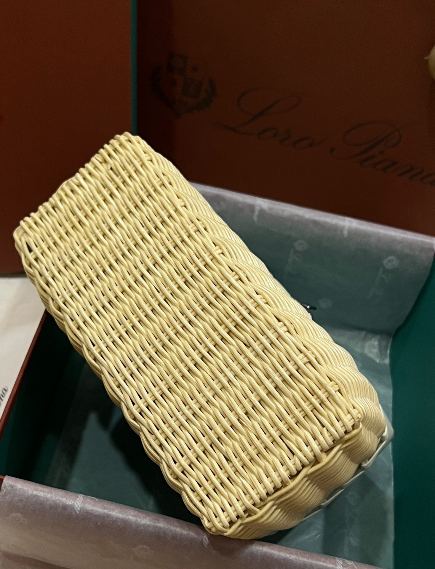 L0r0 P1ana Extra Pocket L19 Wicker Bag 17.5x21x10cm