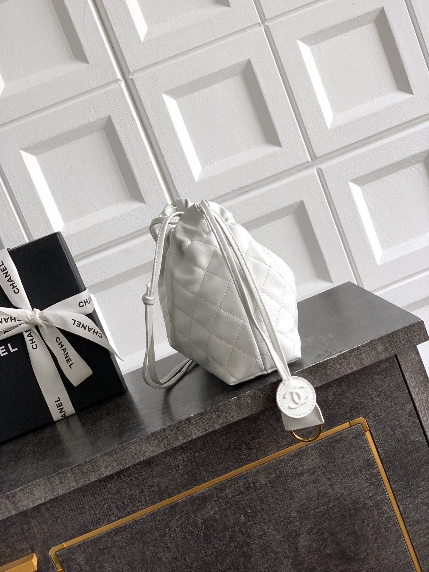 Ch**el clutch with leather strap ap5227 17x22x8cm