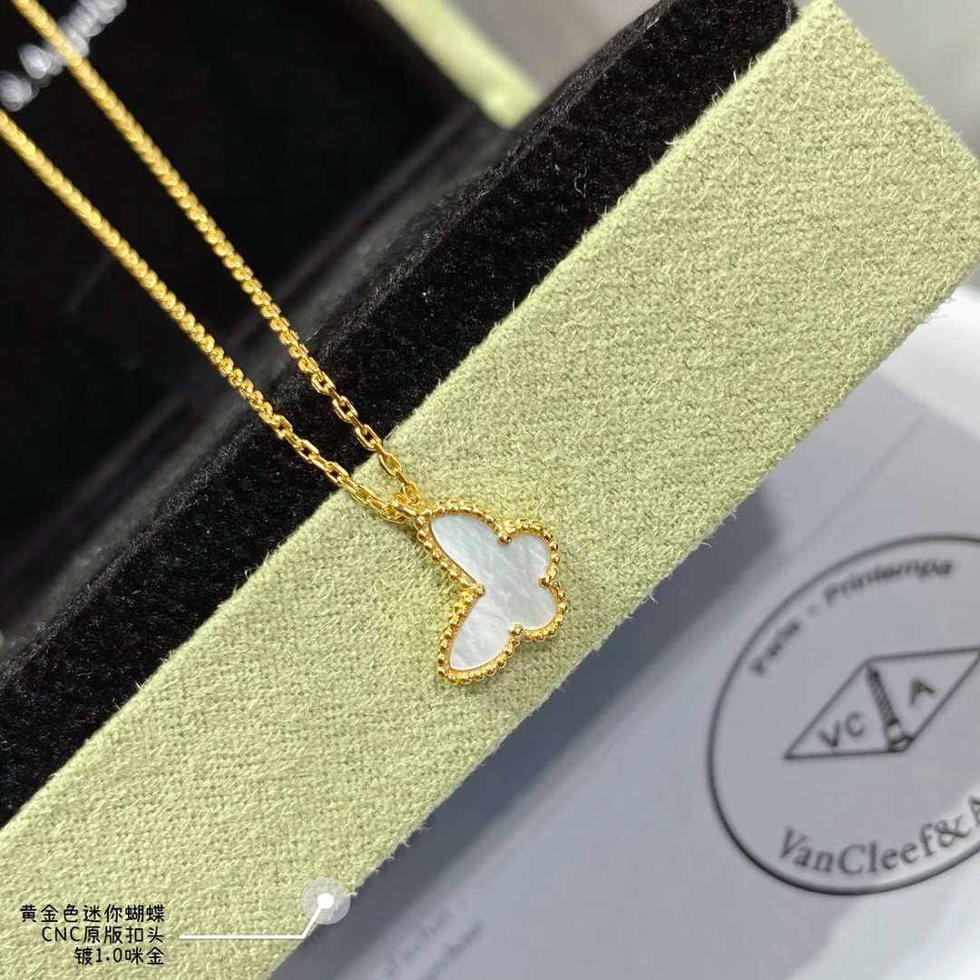 v*n cl**f & arpels preM1vm white fritillary mini butterfly necklace