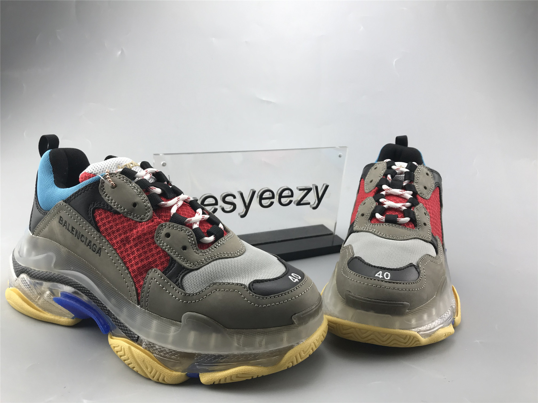 UA TRIPLE S CLEAR SOLE SNEAKER BLUE AND RED