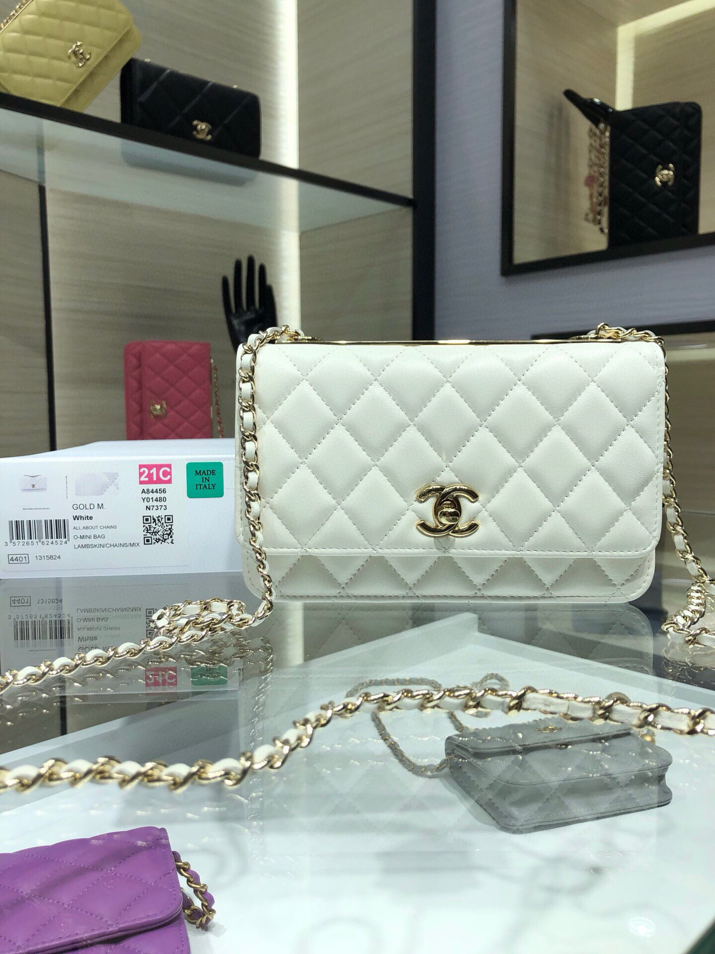 Ch**el woc trendy cc wallet on chain 19x12x3.5cm