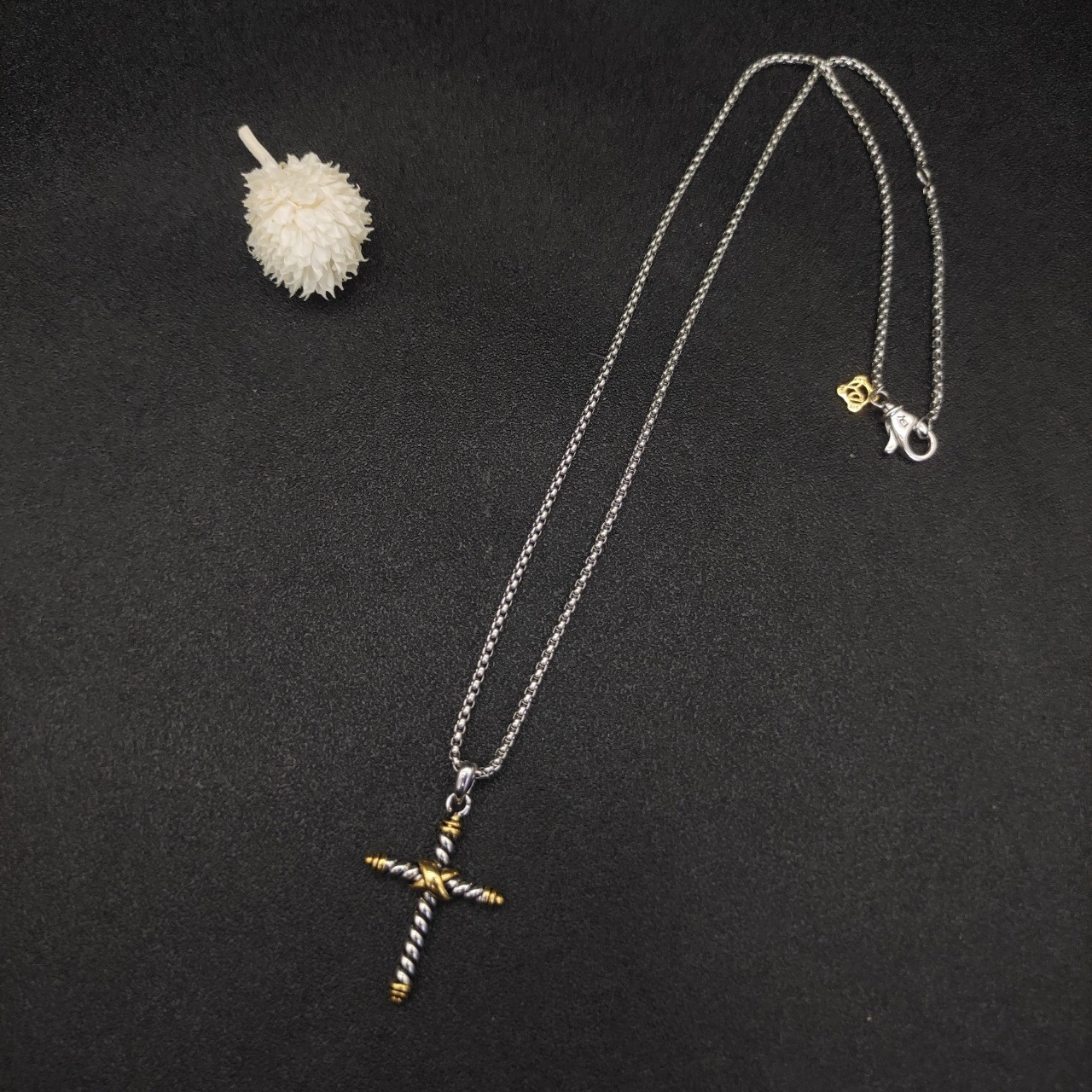 dau1d Yvrm*n cross necklace(chain length 45+5cm delay chain chain thickness 2mm)