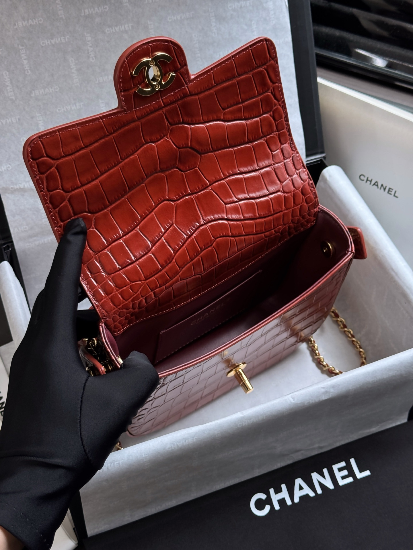 Ch**el mini flap bag with handle as6424 14.5x19.5x5cm