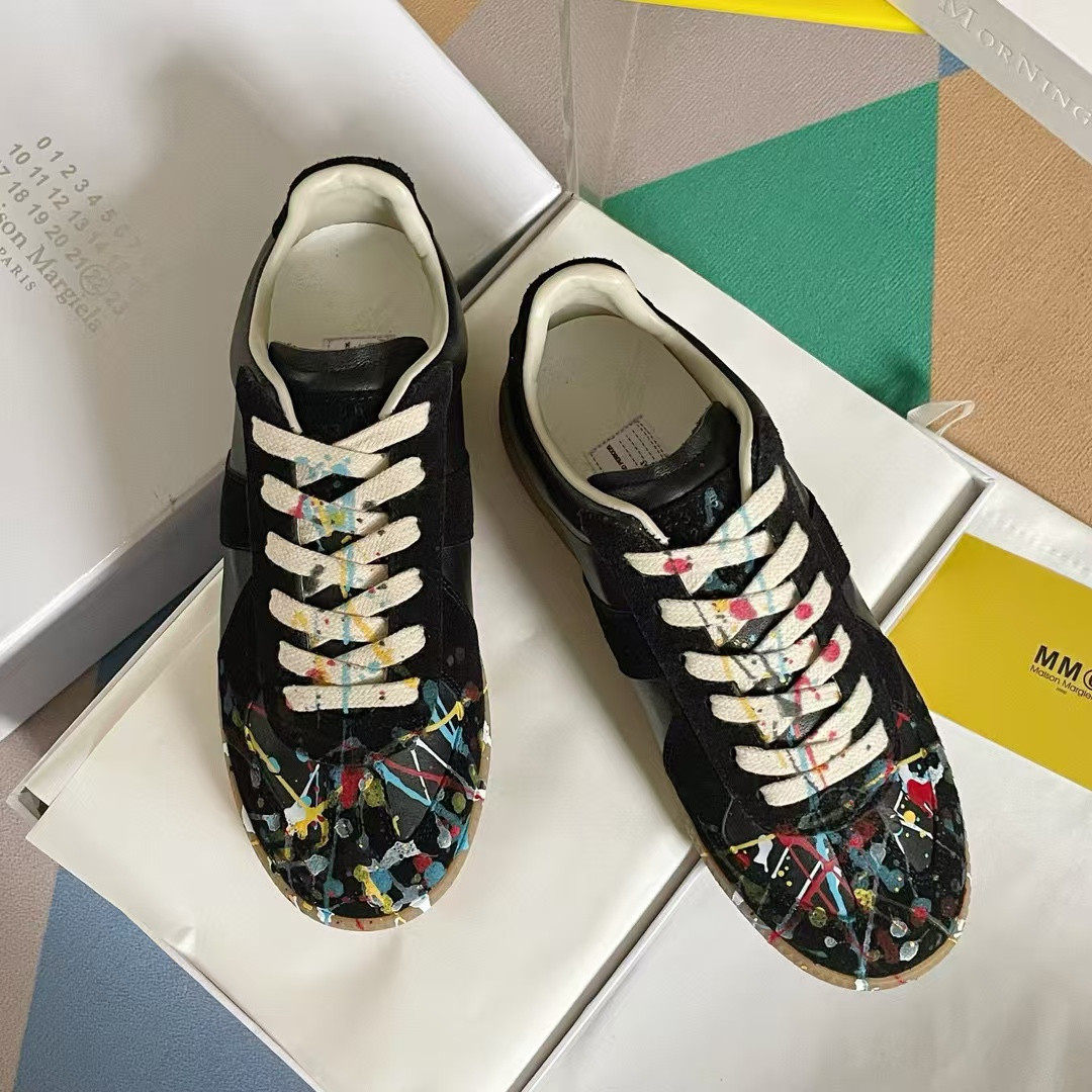 UA Ma1s0n Marg*e1a Wmns Replica Low 'Paint Splatter - Black Pollock'