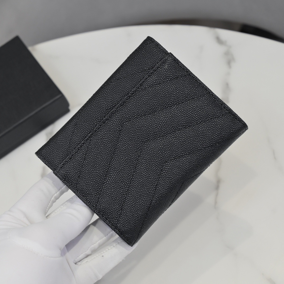 Y51 cassandre matelassé compact tri fold wallet in grain de poudre leather 12.5 x 10 x 2.5 cm