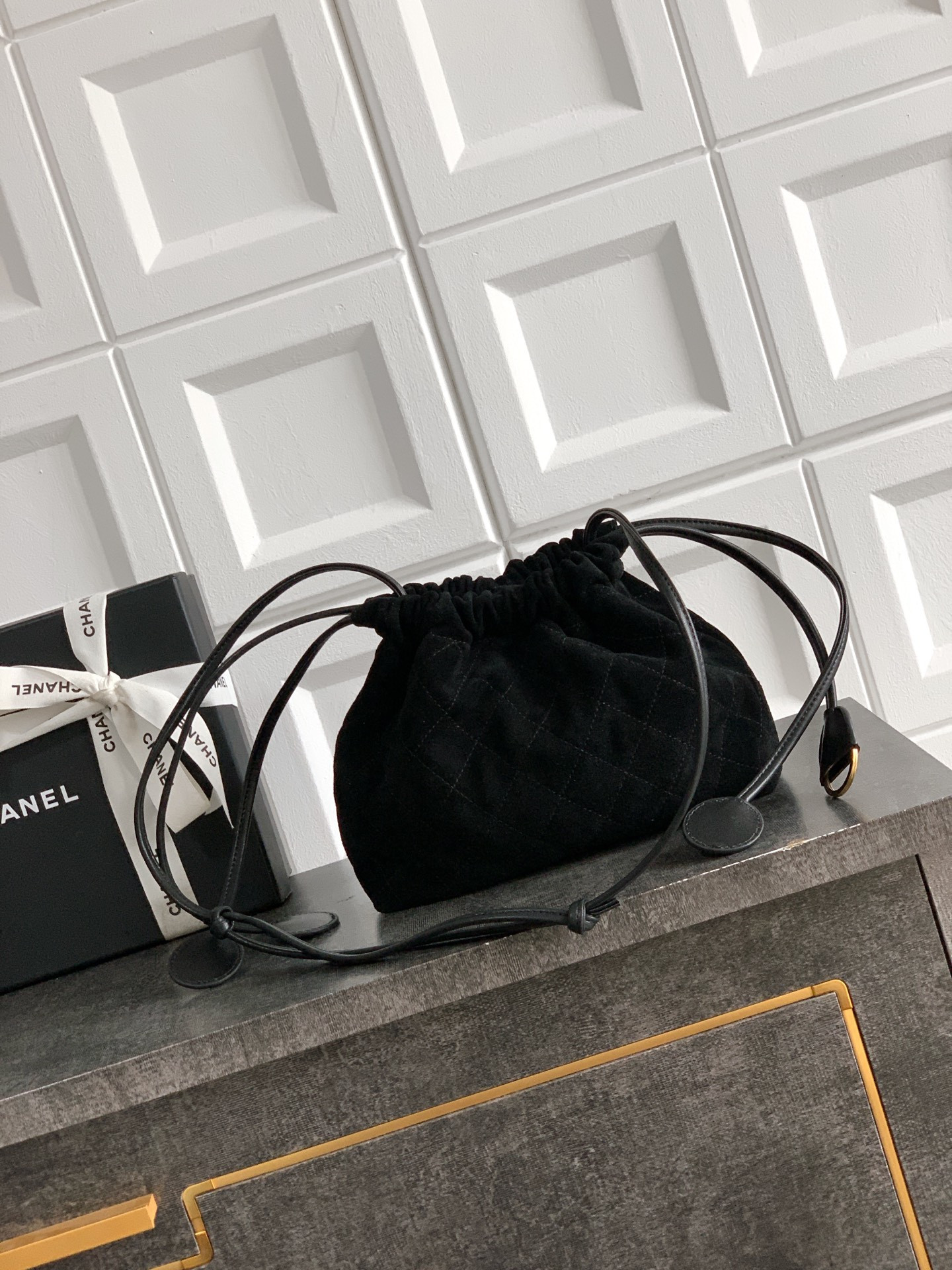 Ch**el clutch with leather strap ap5227 17x22x8cm