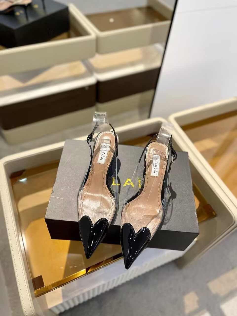 UA A1a1a Le Coeur Plexi Heart-Toe Slingback Pump
