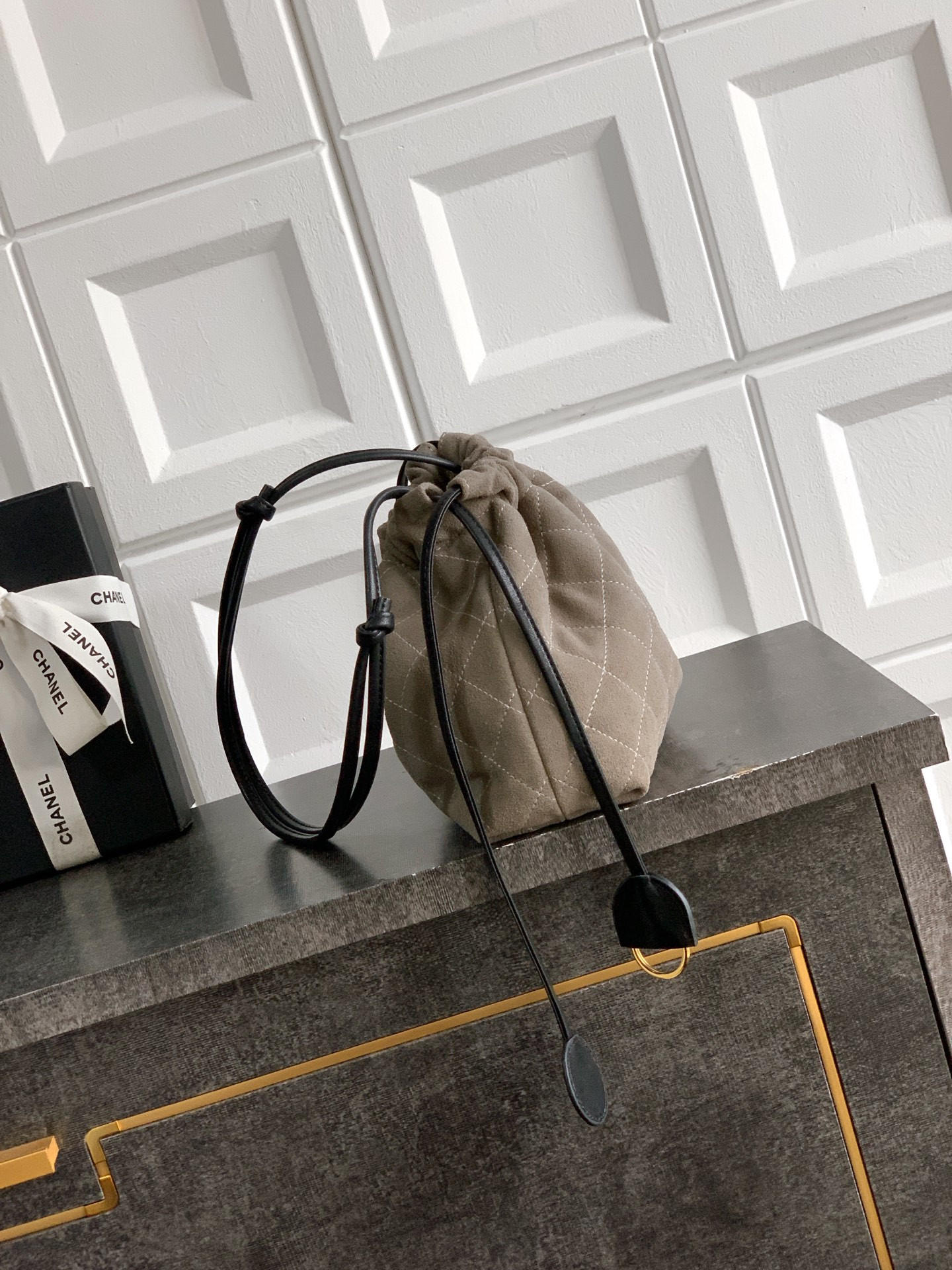 Ch**el clutch with leather strap ap5227 17x22x8cm