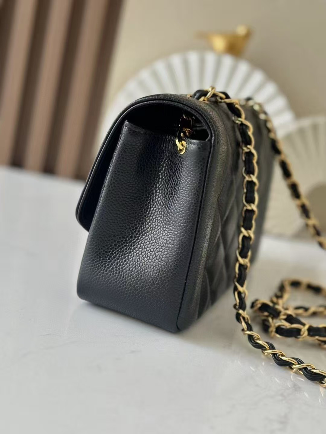 Ch**el Small Diana Flap Bag Caviar Gold Hardware 22.5x14x7cm