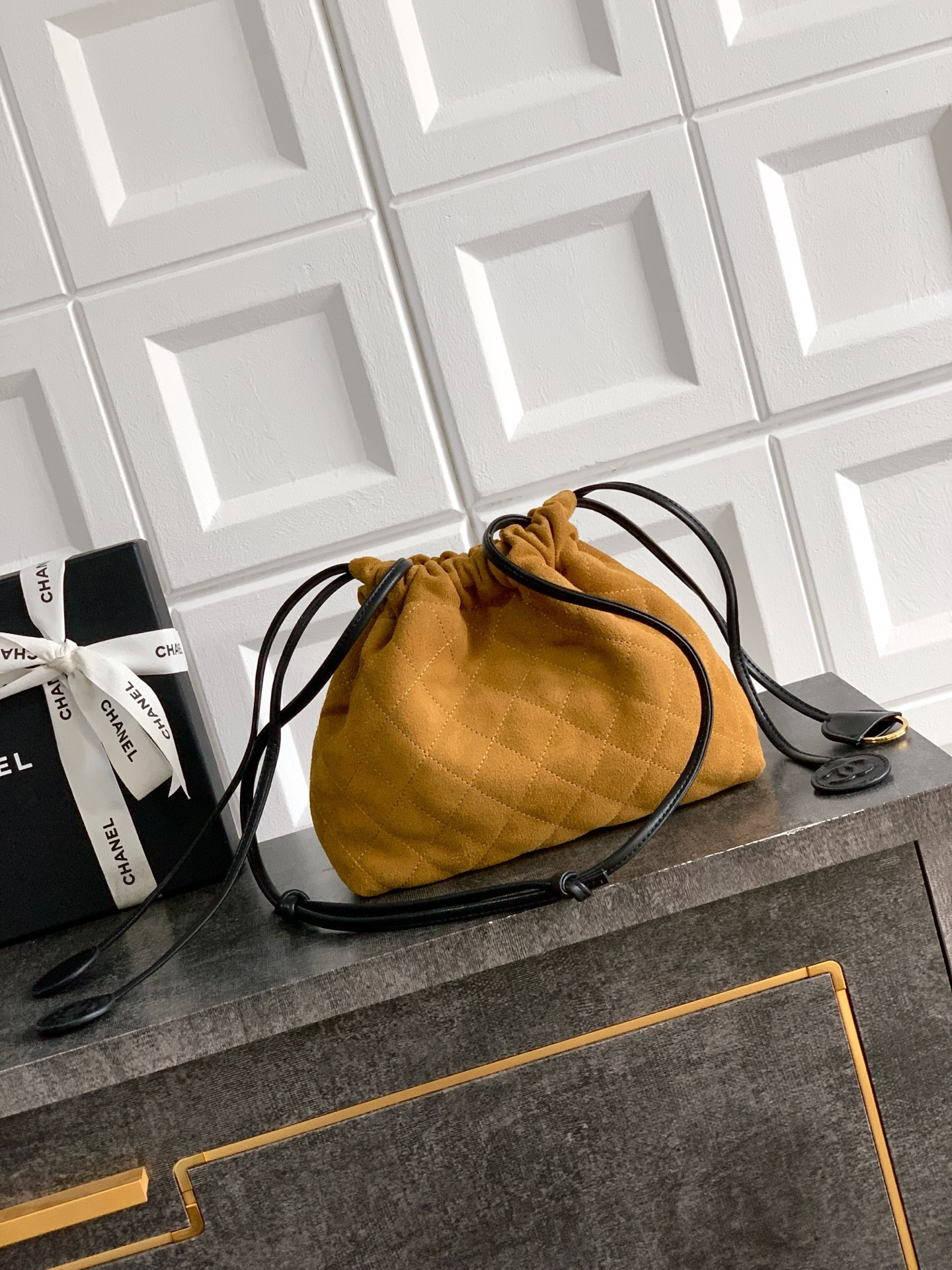 Ch**el clutch with leather strap ap5227 17x22x8cm