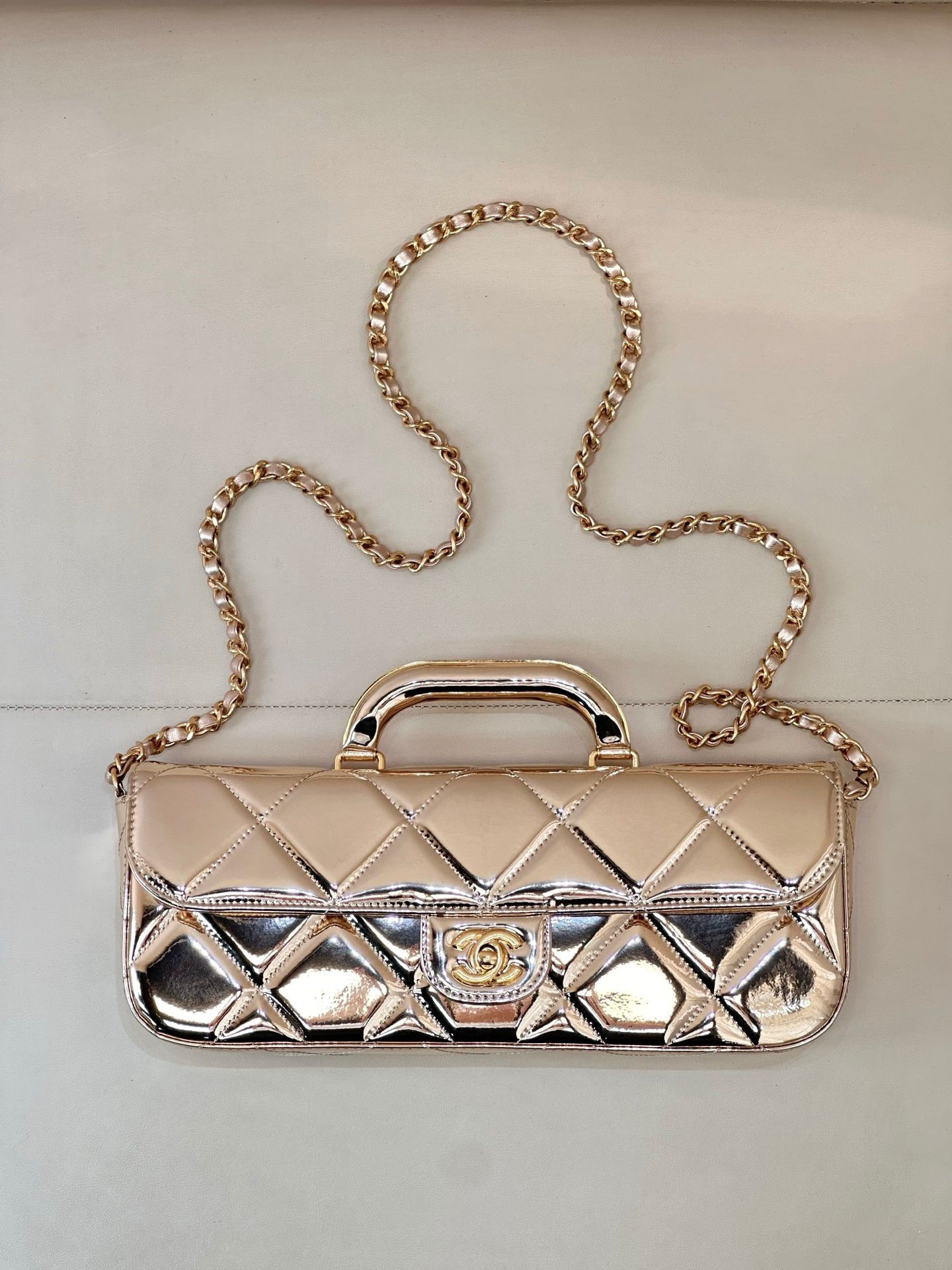 Ch**el Large Flap Bag with Top Handle 12.5x30x5cm