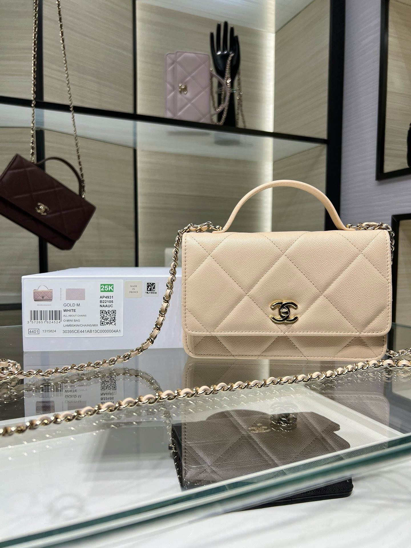 Ch**el flap bag with top handle 19x12x3.5cm