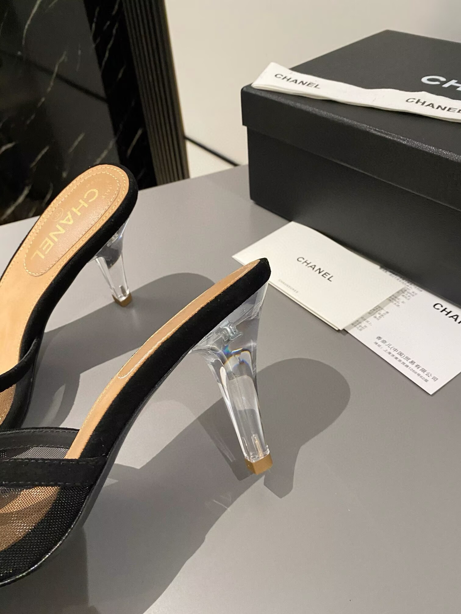 ua Ch**el tulle open-toe sandals