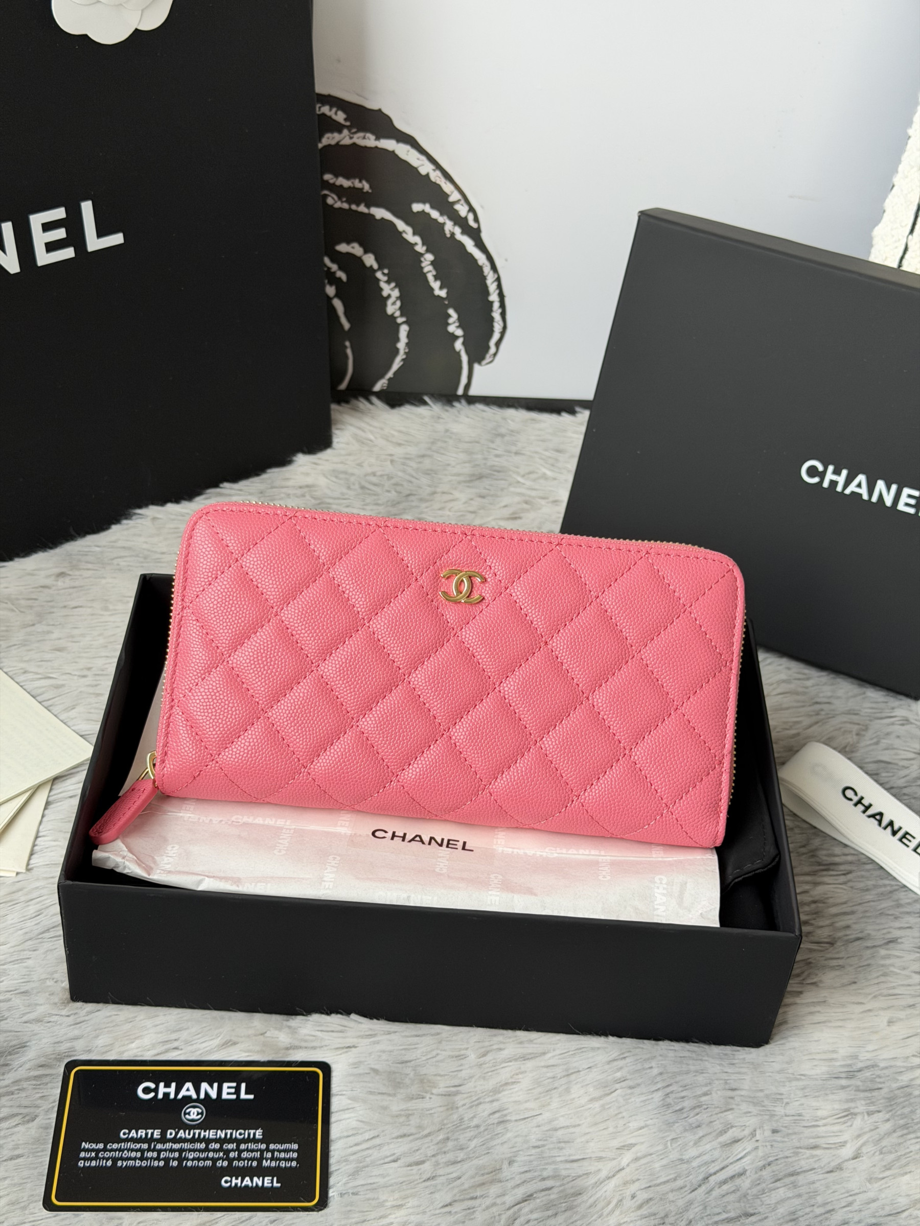 Ch**el zip around wallet 80758 10x19x3cm
