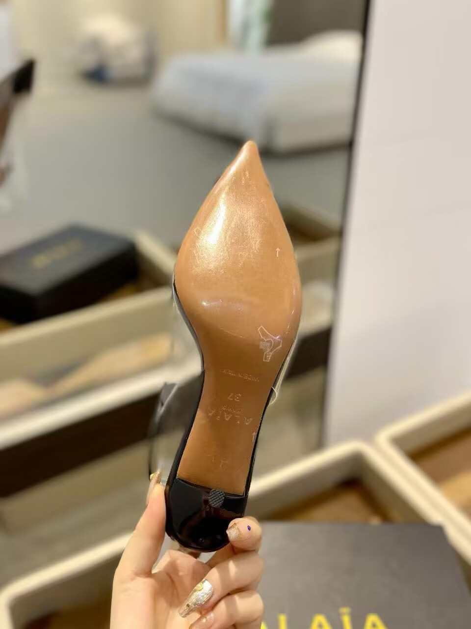 UA A1a1a Le Coeur Plexi Heart-Toe Slingback Pump
