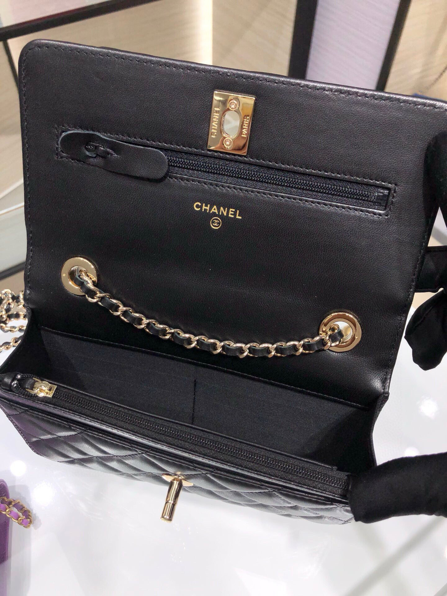 Ch**el woc trendy cc wallet on chain 19x12x3.5cm