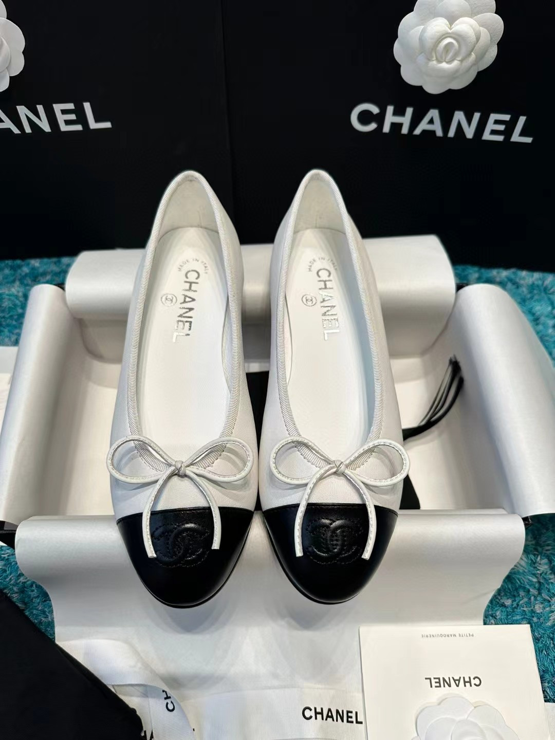 Ch**el BALLET FLATS Lambskin & Grosgrain