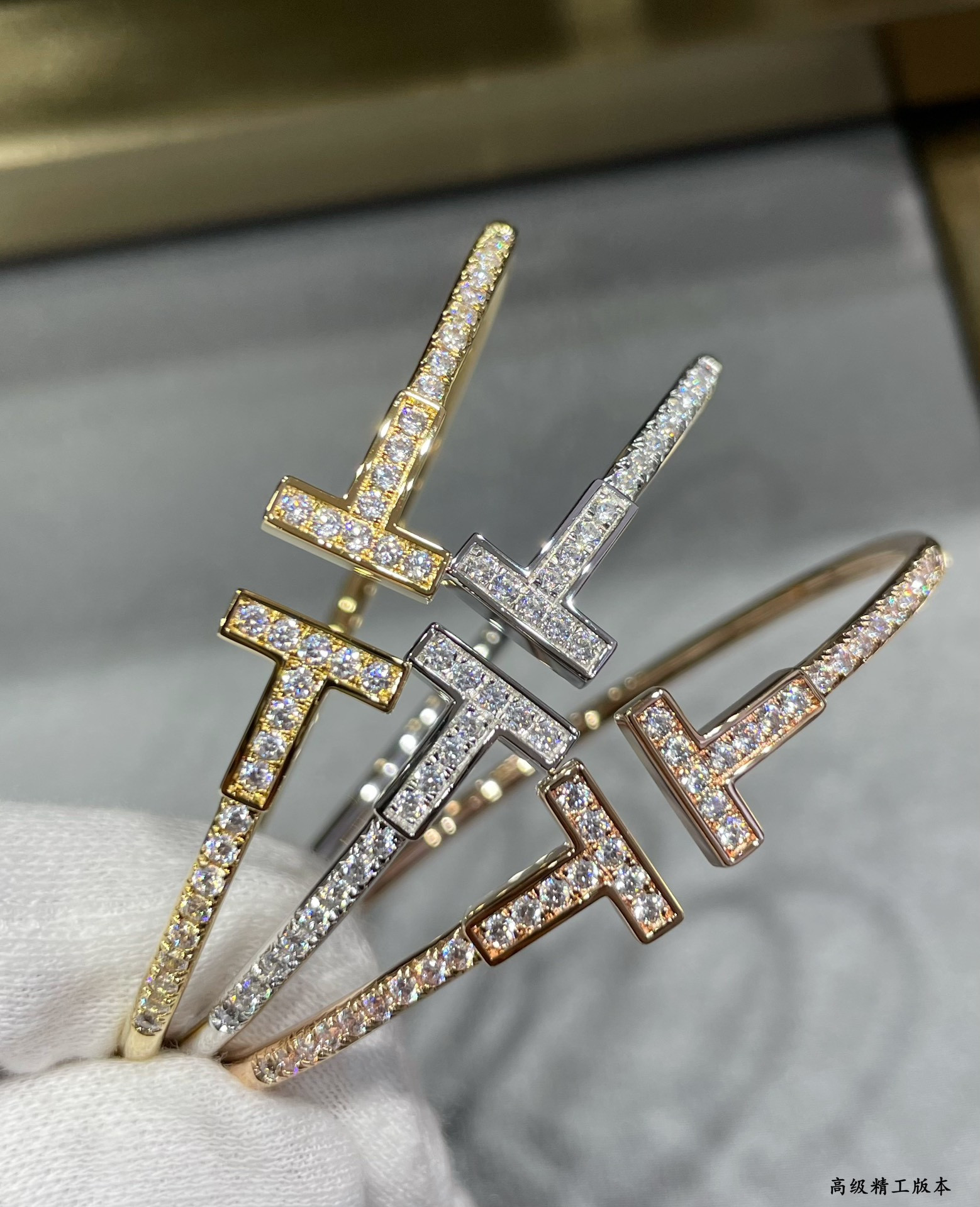 t*f*ny & co. double t D1am0nd half bracelet