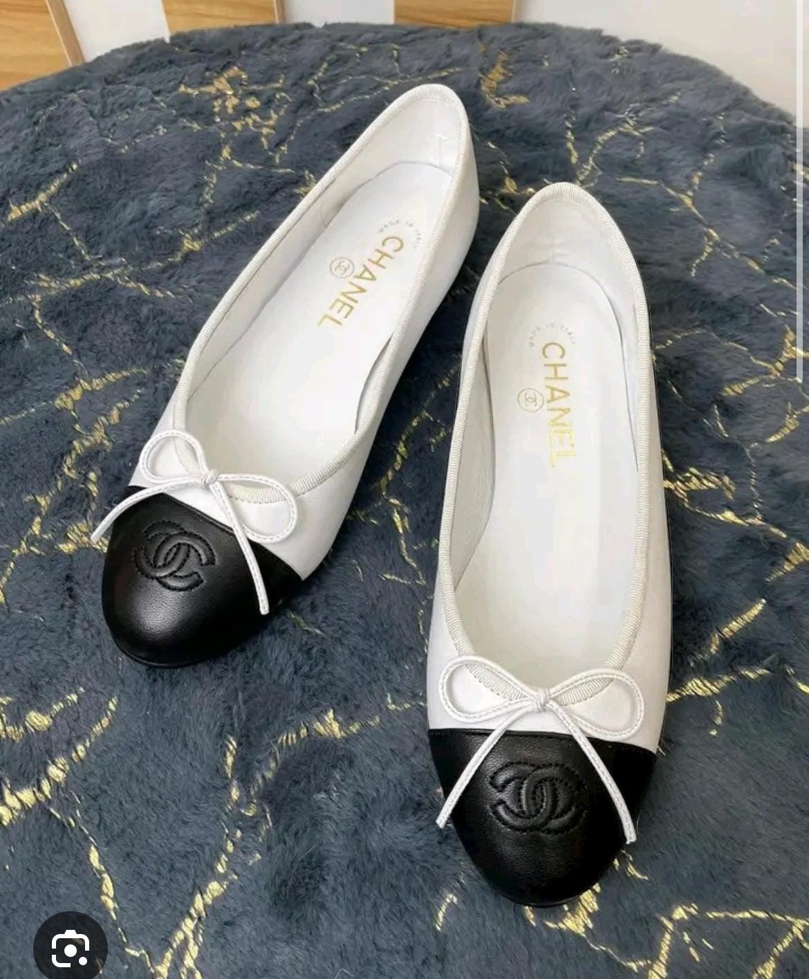 Ch**el BALLET FLATS Lambskin & Grosgrain