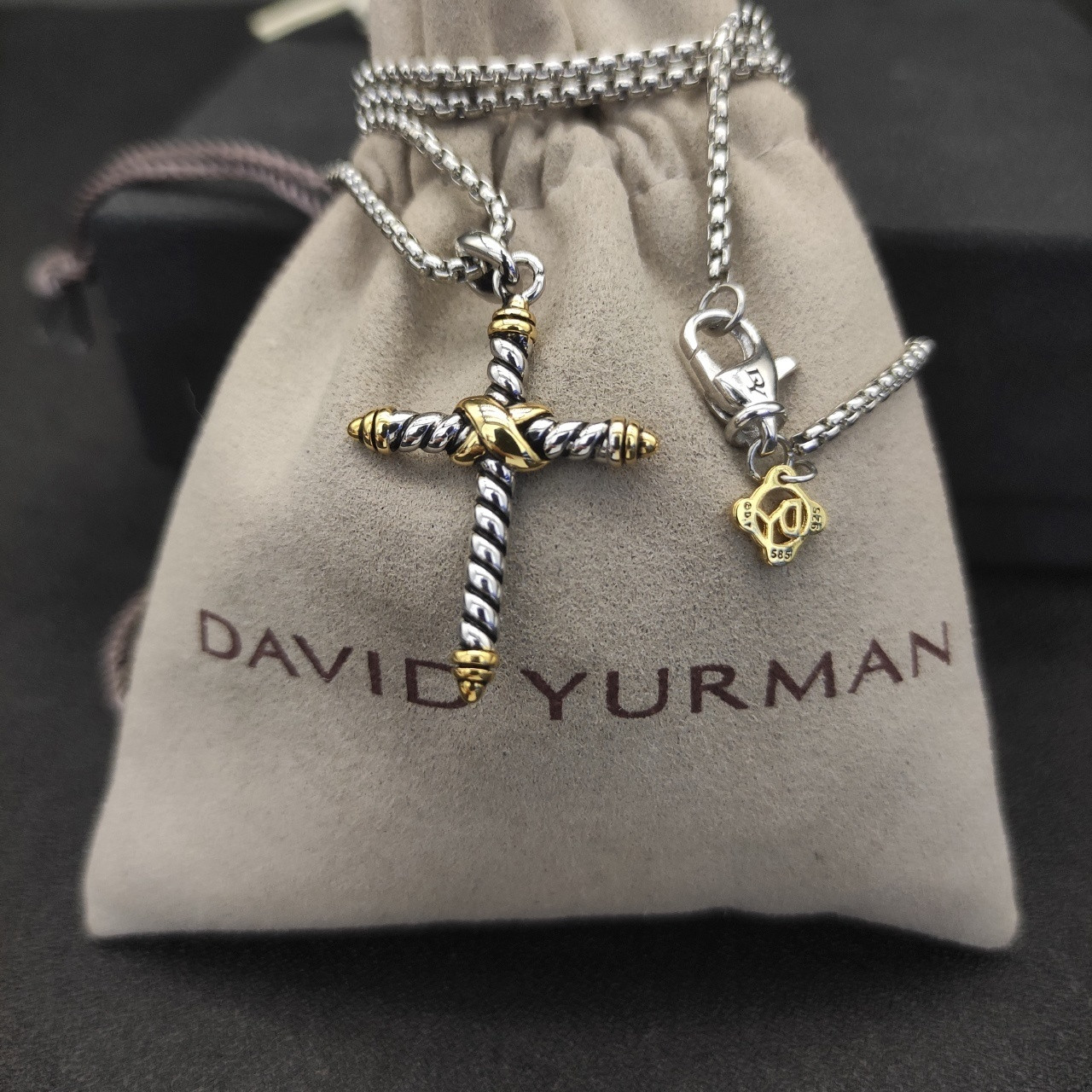 dau1d Yvrm*n cross necklace(chain length 45+5cm delay chain chain thickness 2mm)