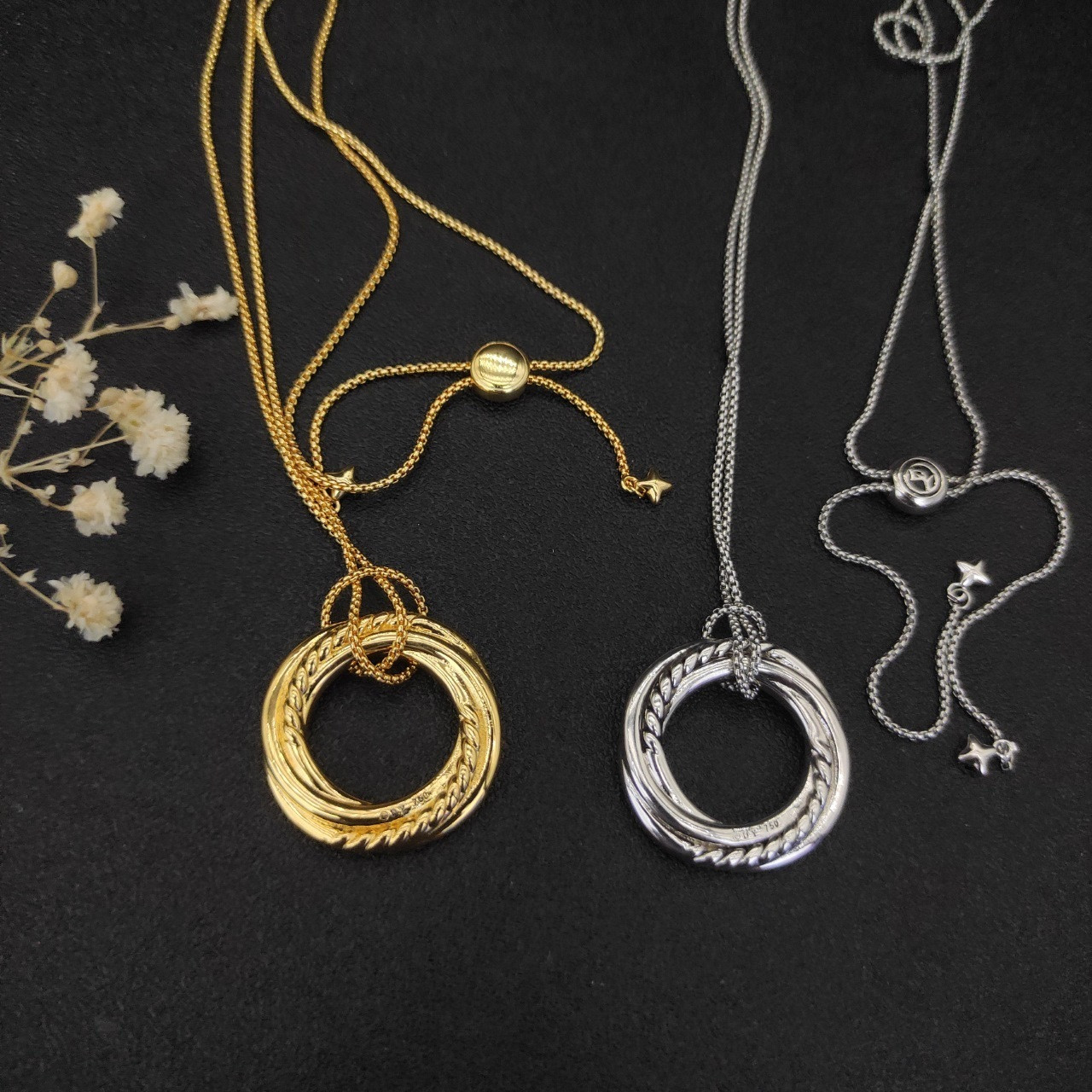 dau1d Yvrm*n 30mm round with full d1am0nds necklace(chain length 90cm chain thickness 1.5mm)