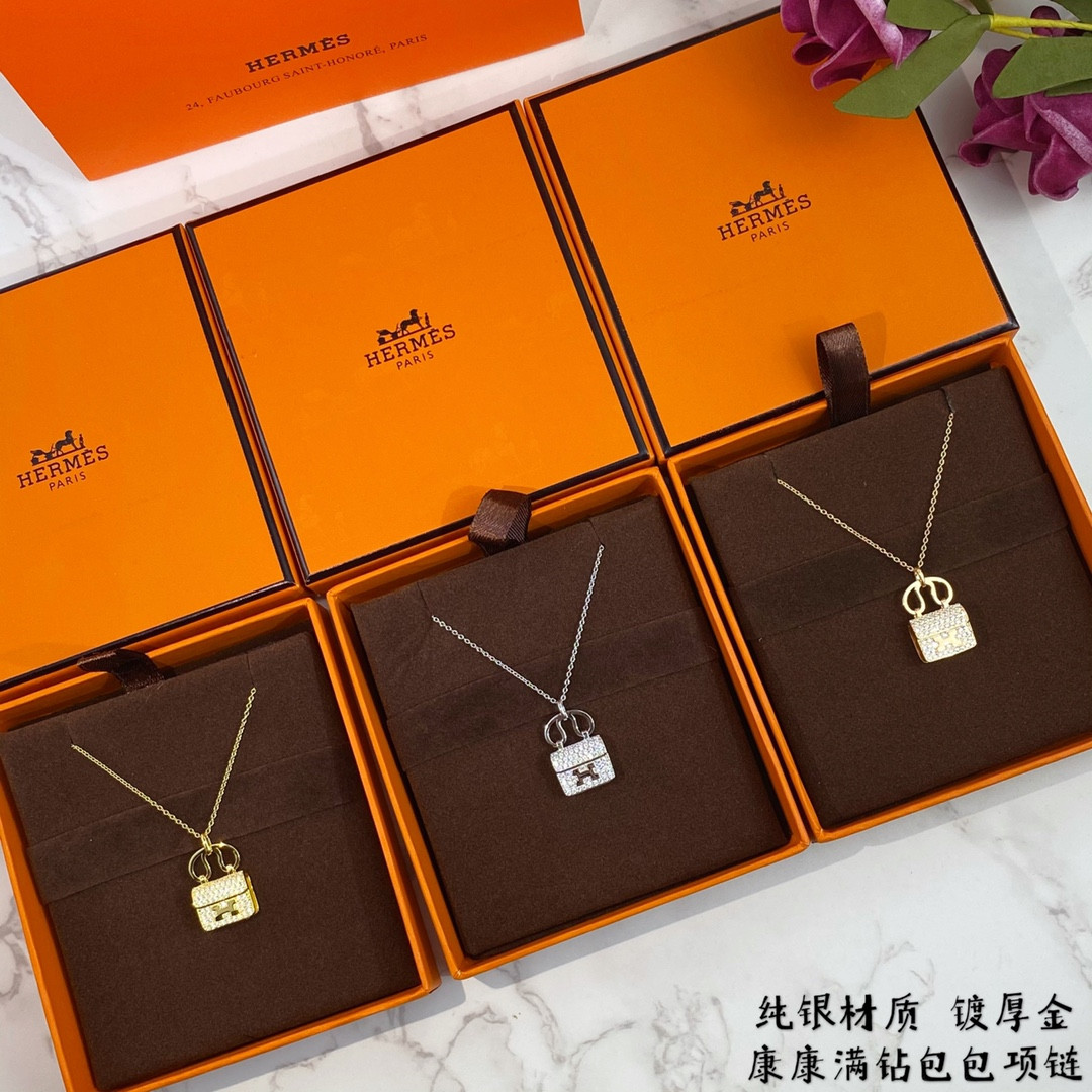 H**me5 fully D1am0nd-encrusted H bag Necklace