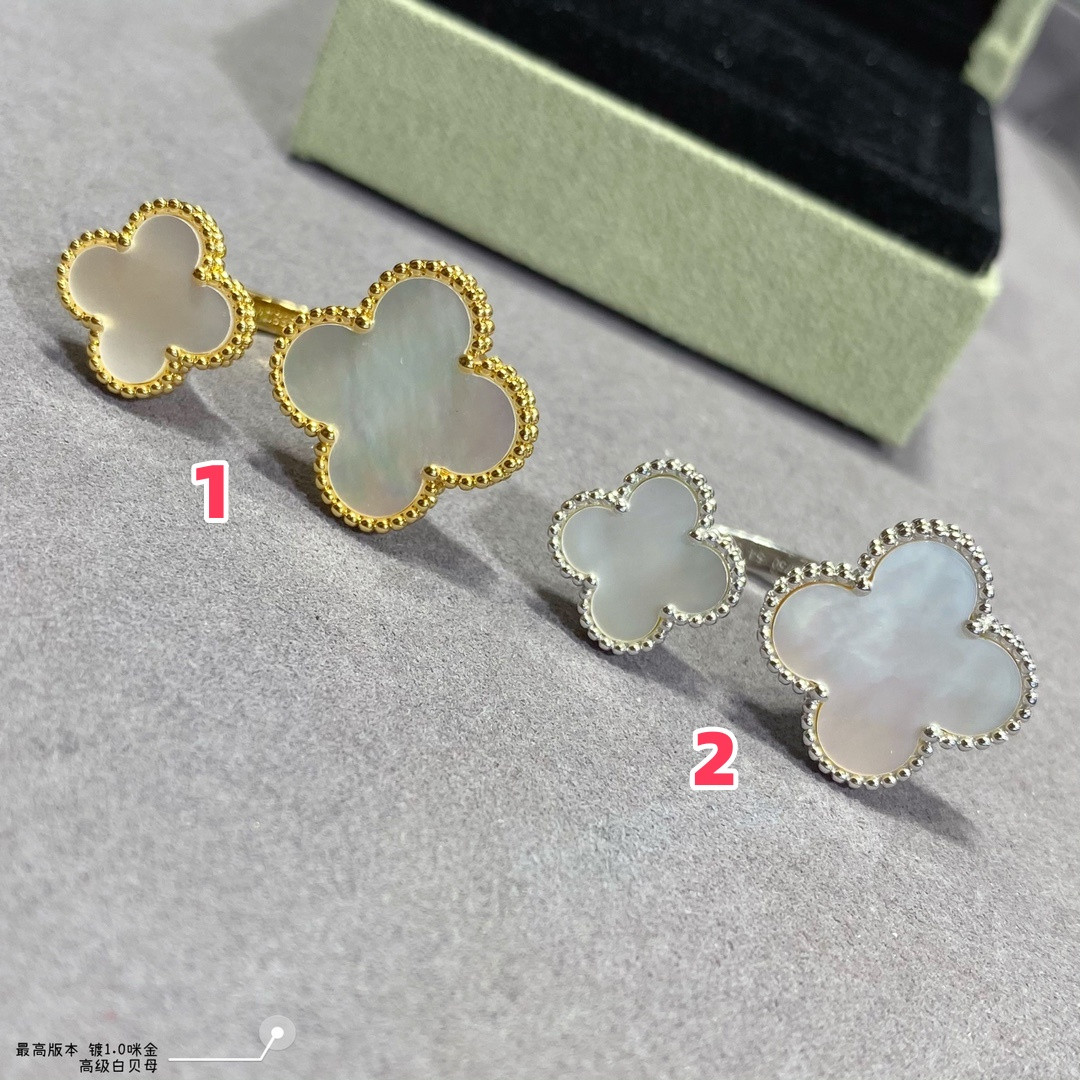 v*n cl**f & arpels four-leaf clover preM1vm white fritillary opening ring