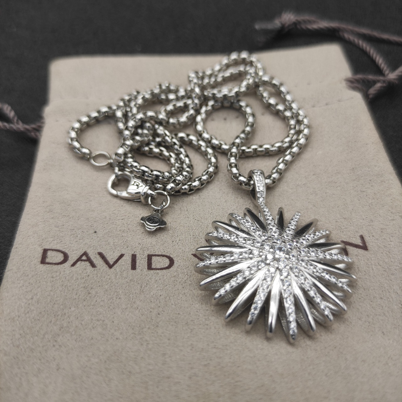 dau1d Yvrm*n sunflower full of d1am0nds necklace(chain length 50+5cm delay chain chain thickness 3mm)