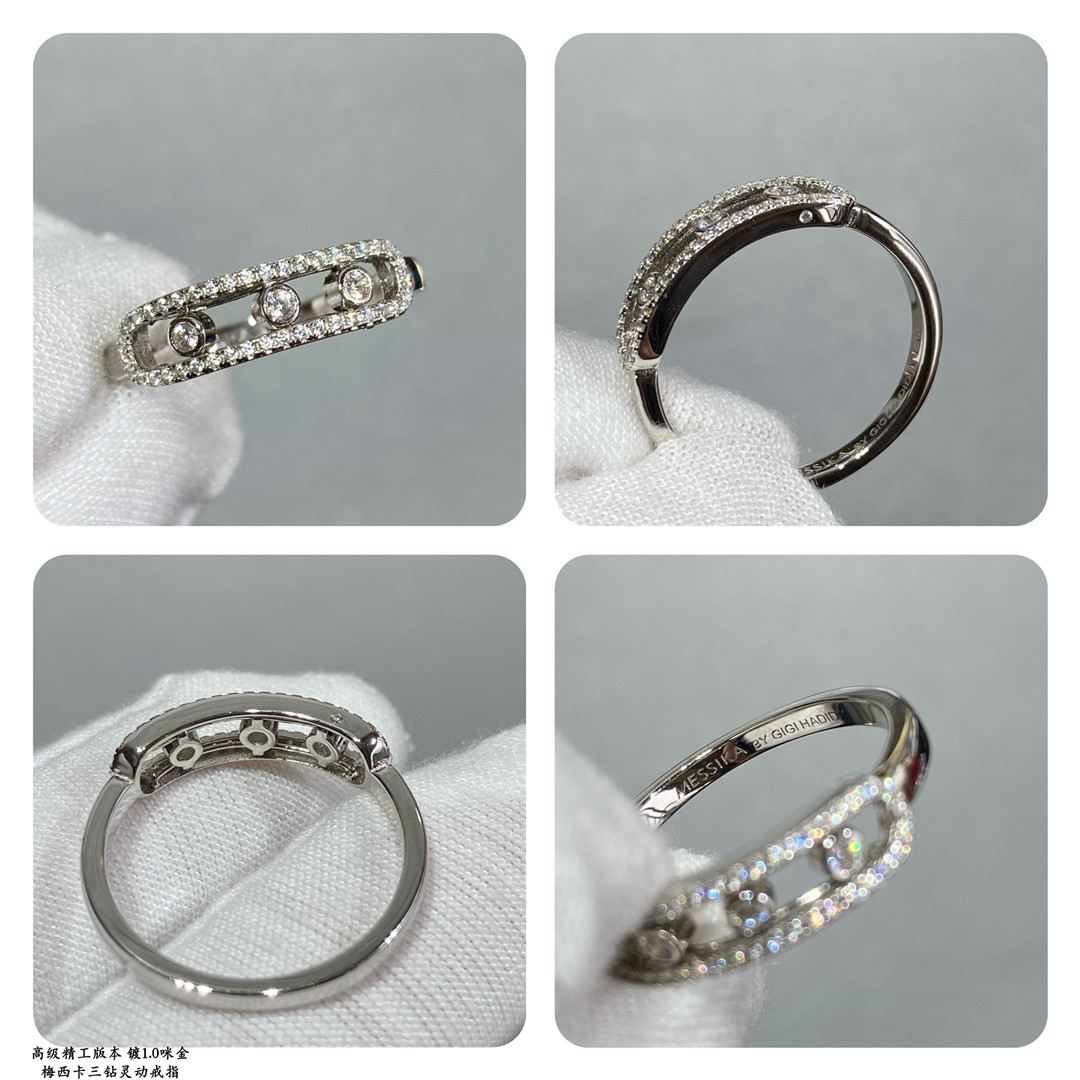 Mes1kaa three d1am0nd moving ring