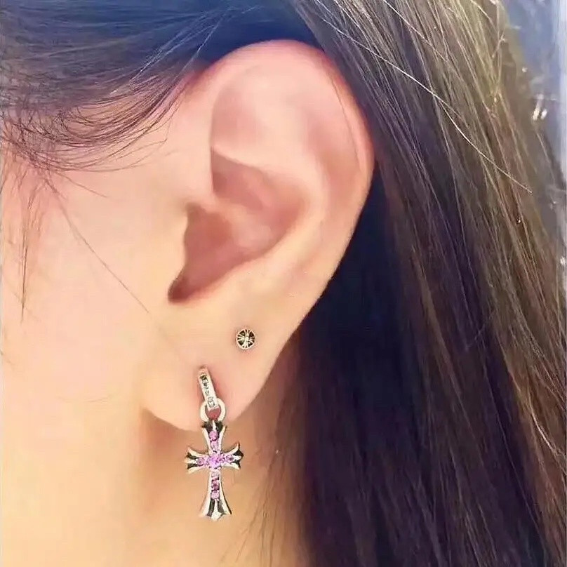 Ch*0me He**ts Cross Earrings
