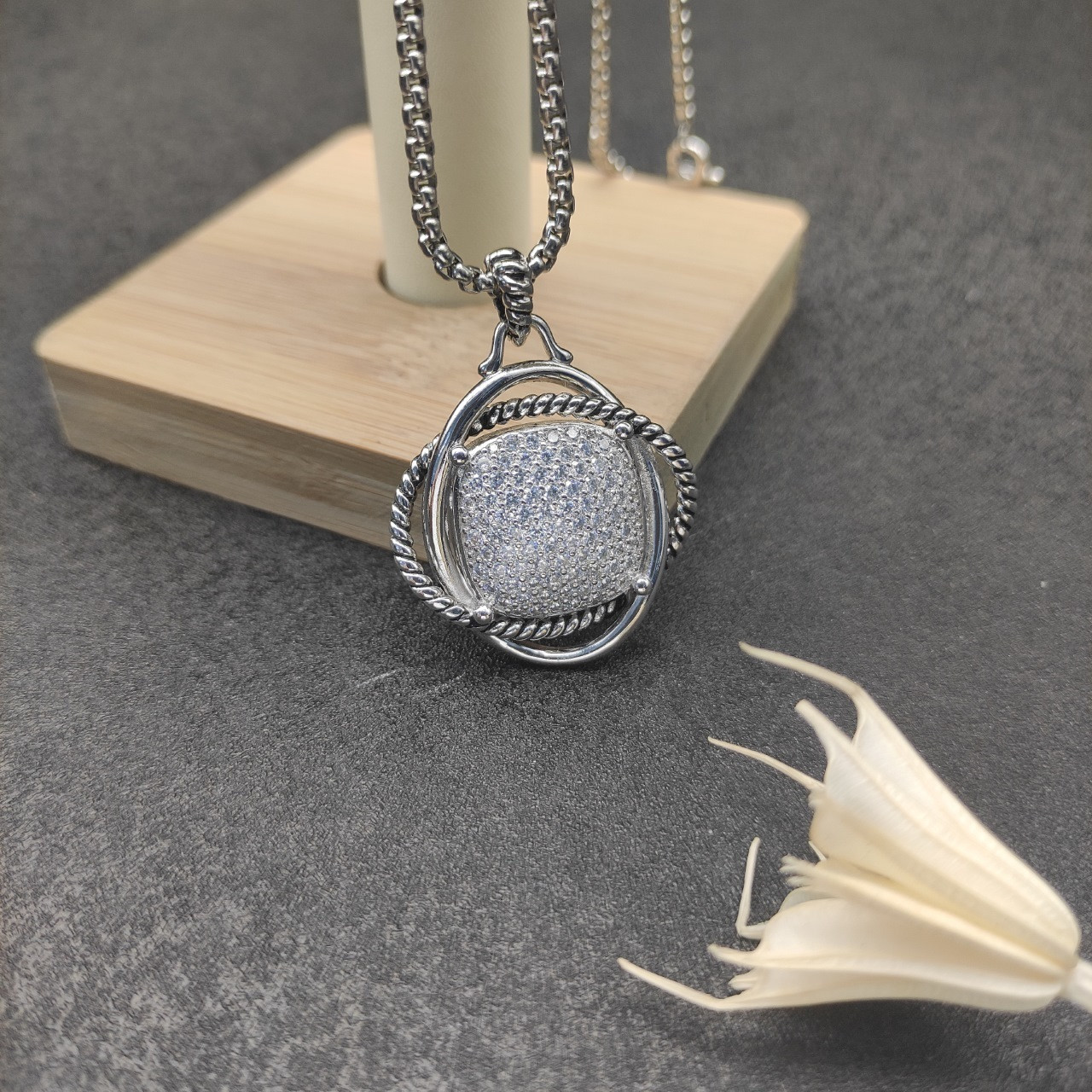dau1d Yvrm*n 32mm square d1am0nd necklace(chain length 50+5cm delay chain chain thickness 3mm)
