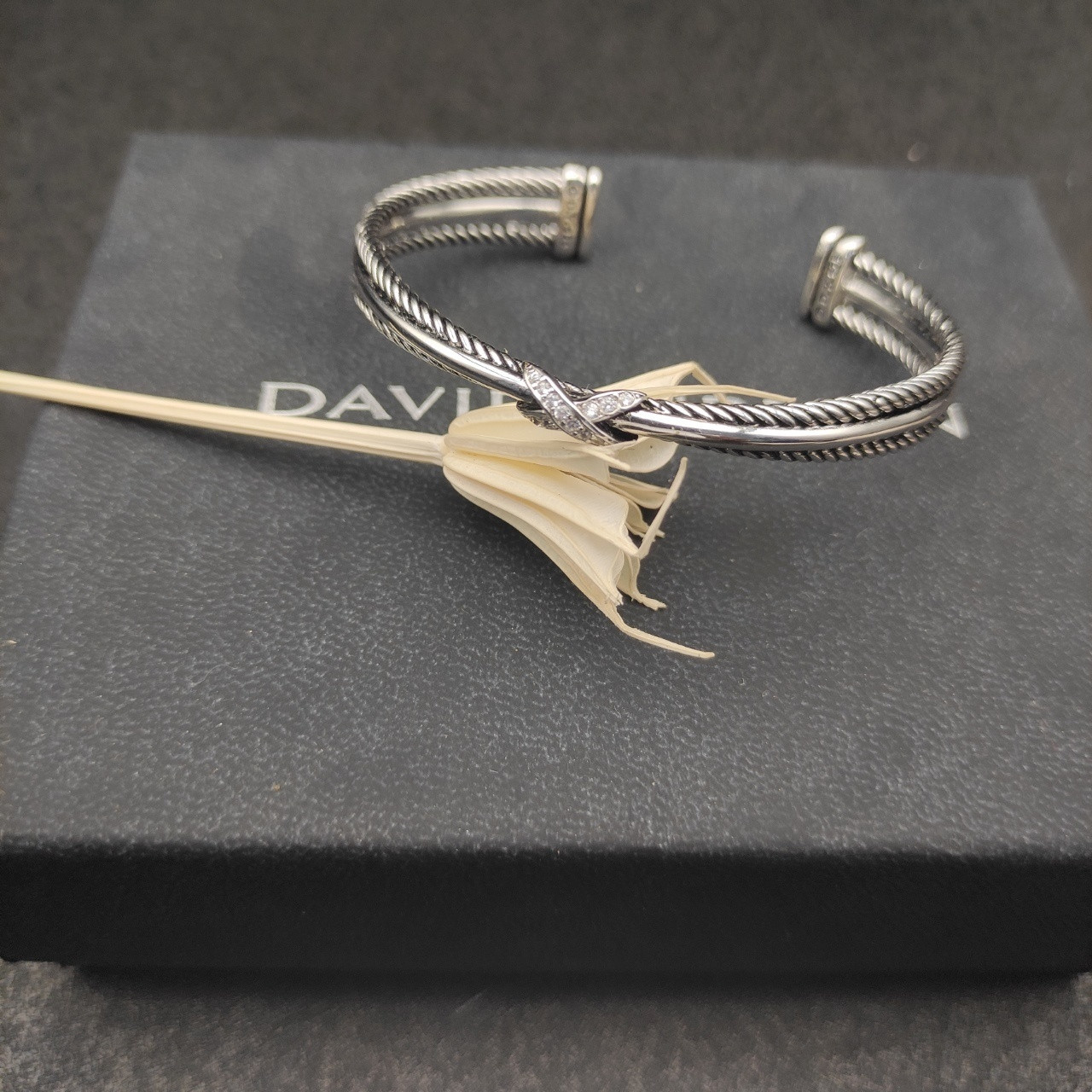 dau1d Yvrm*n 7mm three-line crossband d1am0nd x bracelet (wrist circumference 15-20cm)