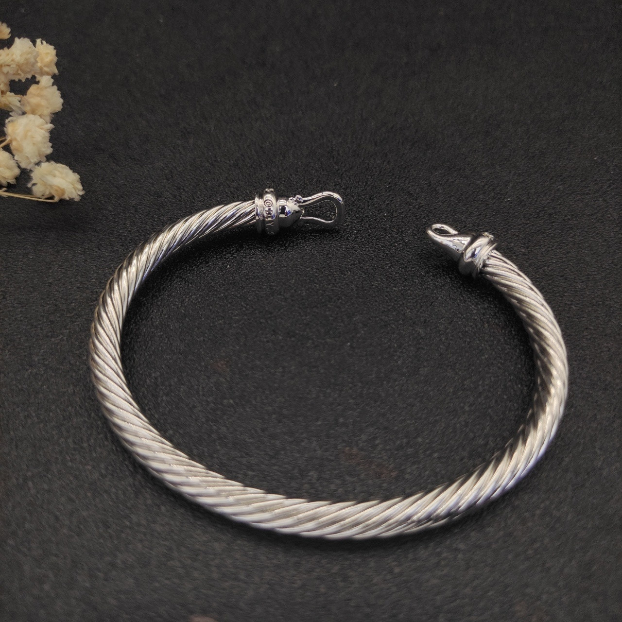 dau1d Yvrm*n 5mm silver hook with d1am0nds bracelet(wrist circumference 15-19cm)