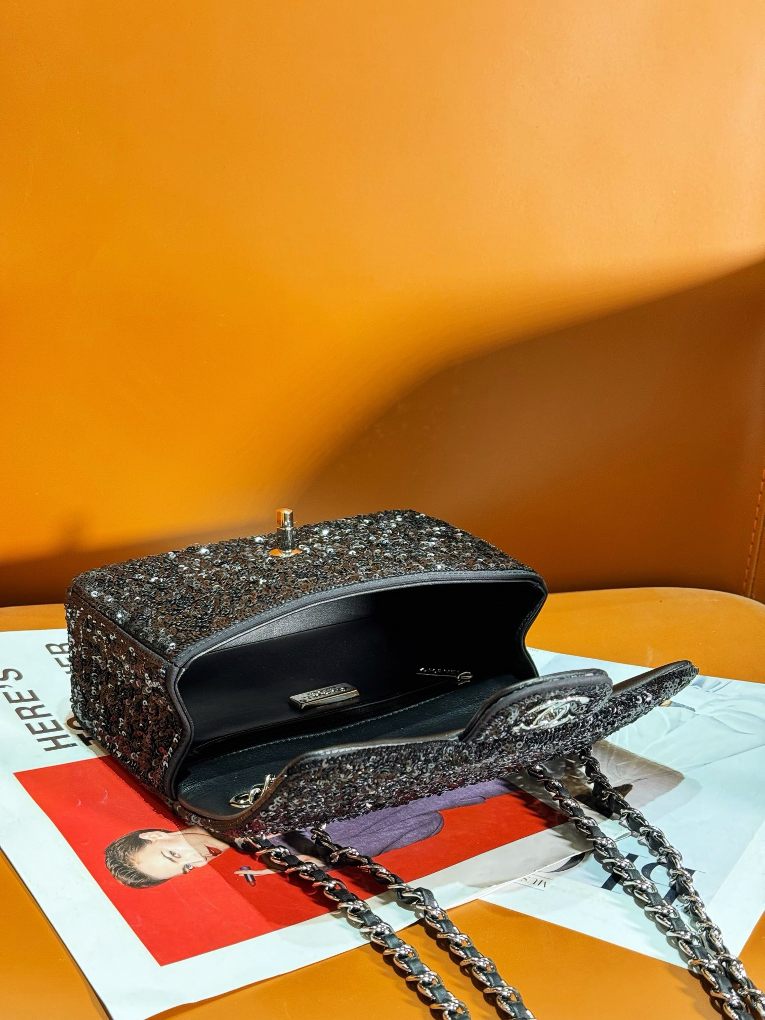 Ch**el Sequin Flap Bag 20CM