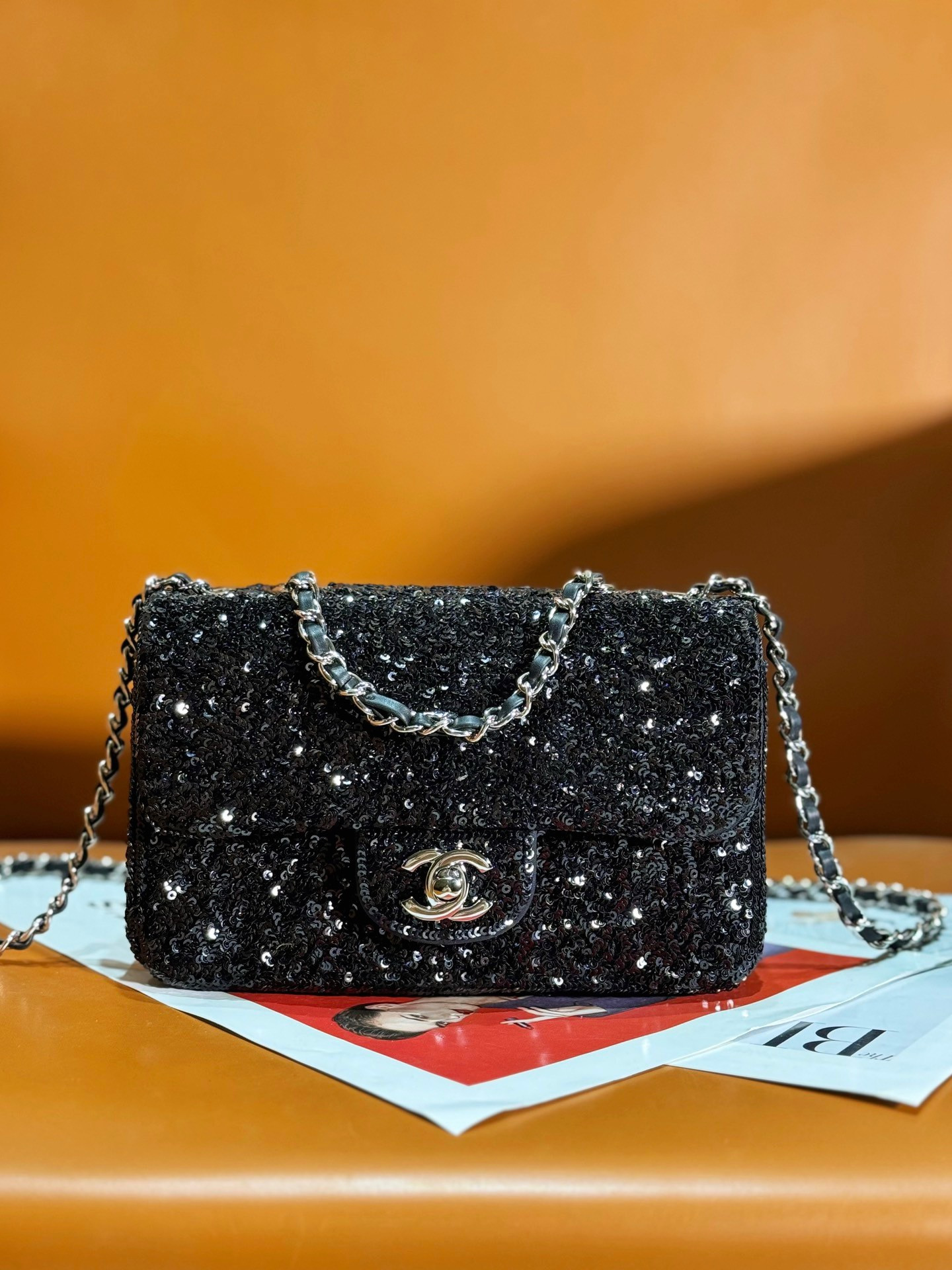 Ch**el Sequin Flap Bag 20CM