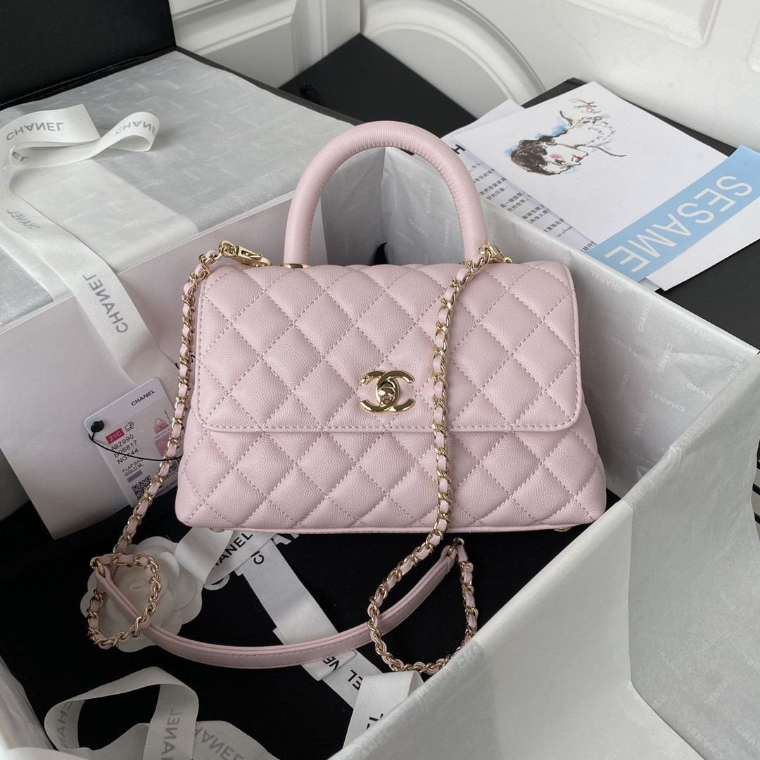 Ch**el Coco Handle Bag 24x10x14CM