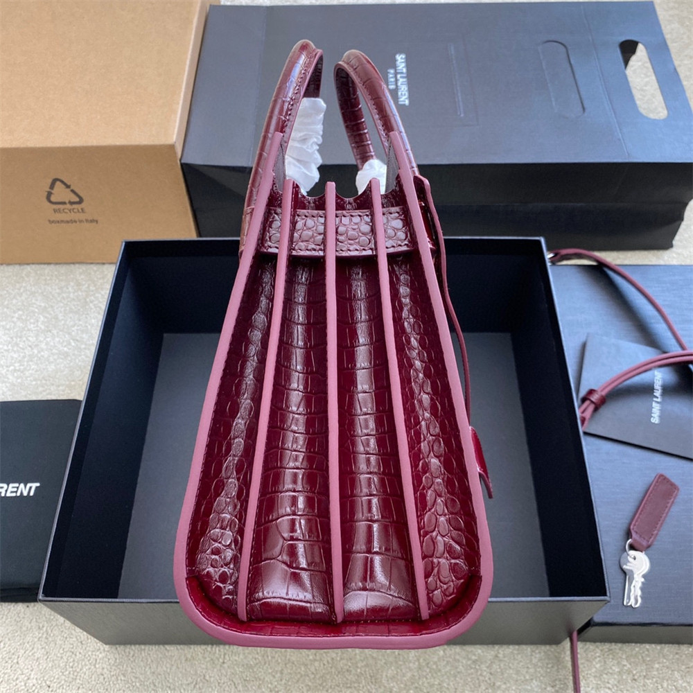 Y51 SAC DE JOUR BABY IN CROCODILE EMBOSSED LEATHER RED