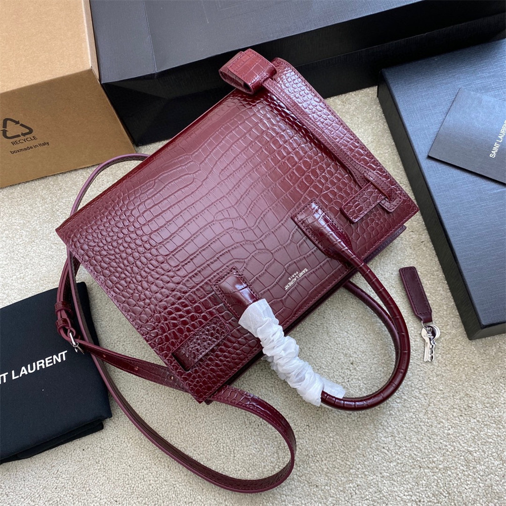 Y51 SAC DE JOUR BABY IN CROCODILE EMBOSSED LEATHER RED