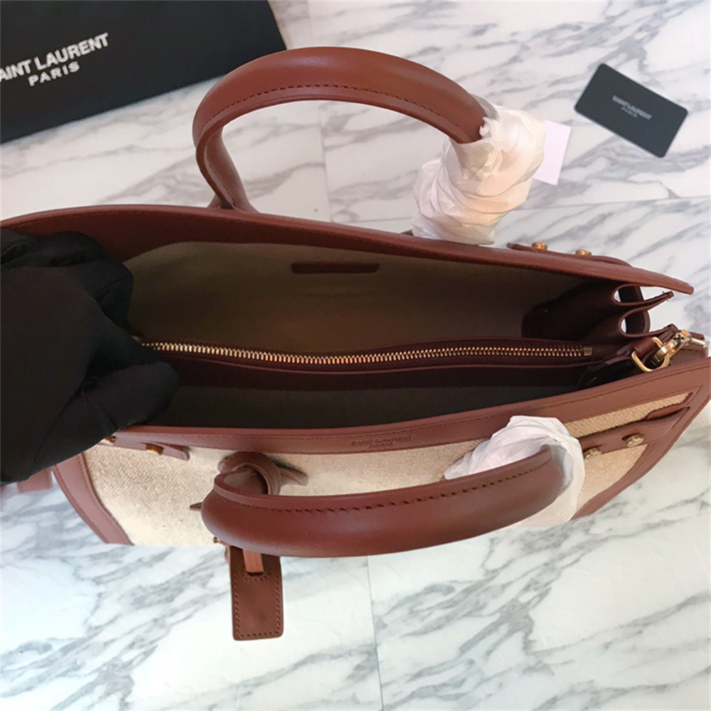 y51 sac de jour small in canvas and leather beige sea salt and bR1ck