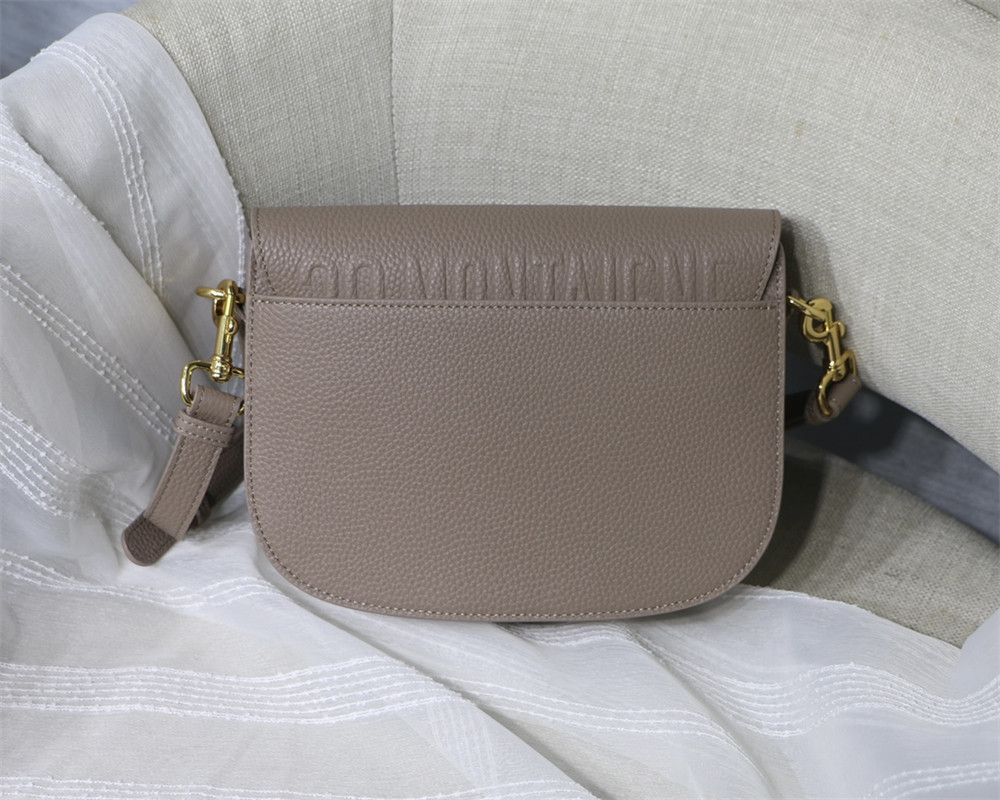 MEDIUM D10r BOBBY BAG Grey Grained Calfskin