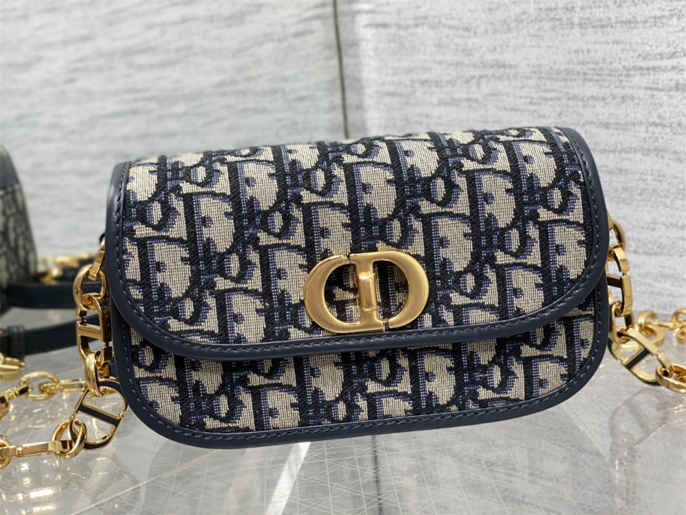 SMALL 30 MONTAIGNE AVENUE BAG Blue D10r Oblique Jacquard