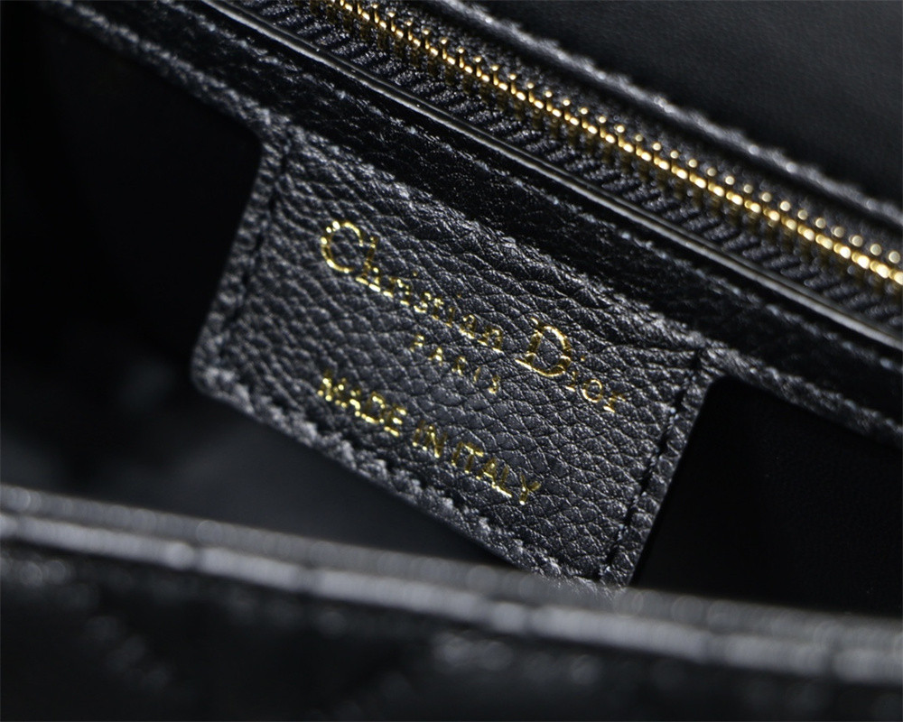 SMALL D10r CARO BAG Black S*pple Cannage Calfskin 20 x 12 x 7 cm