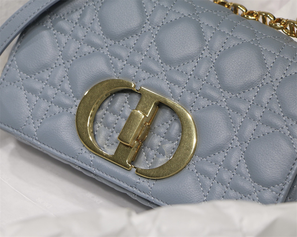 SMALL D10r CARO BAG Light Blue S*pple Cannage Calfskin 20 x 12 x 7 cm