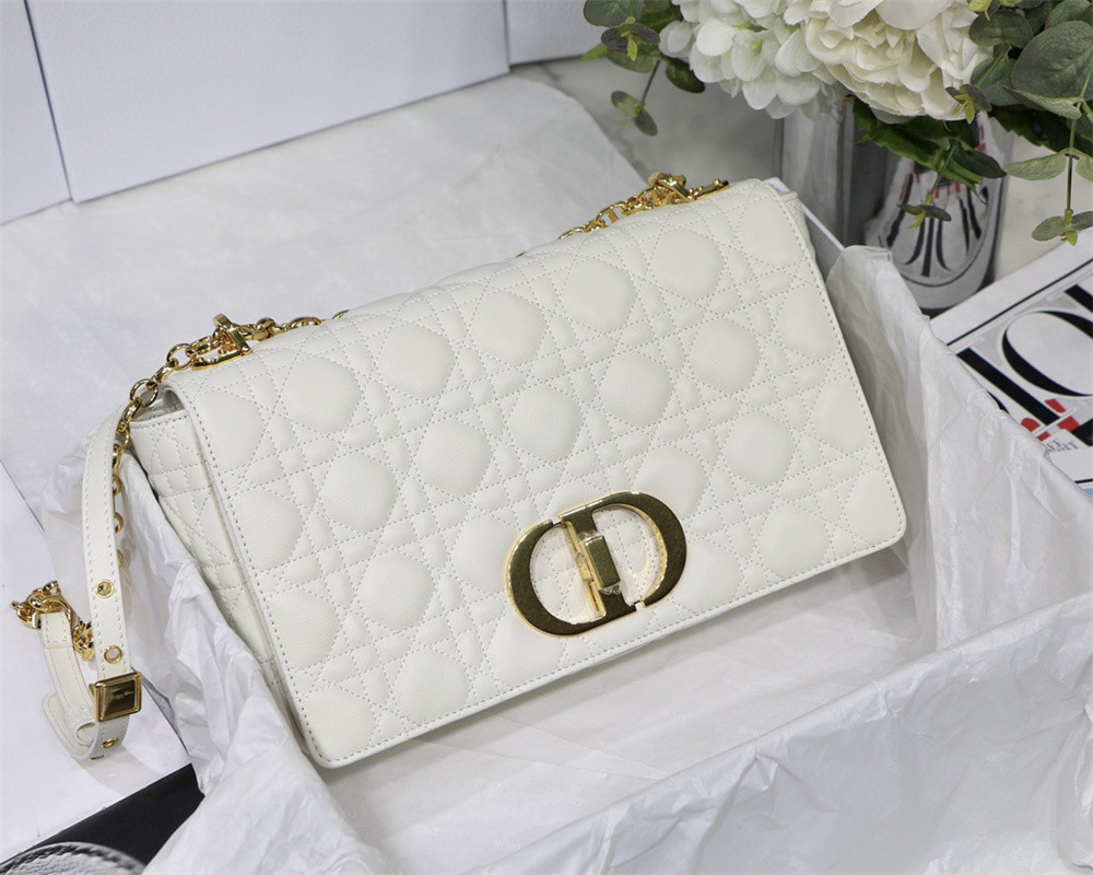 MEDIUM D10r CARO BAG Ivory S*pple Cannage Calfskin 25.5 x 15.5 x 8 cm